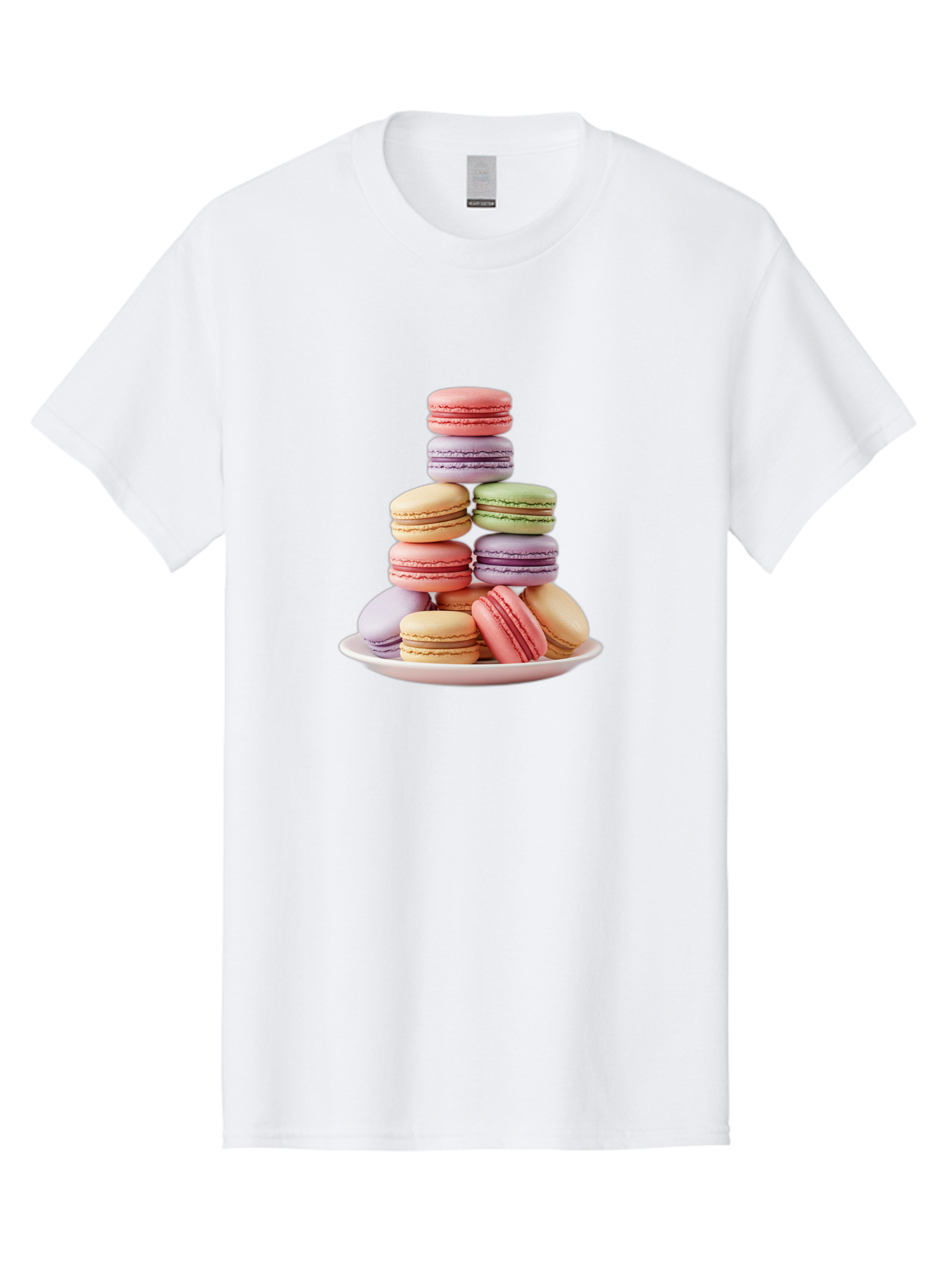 Macaron-Tower Men'S Graphic Tee, 100% Cotton, Comfortable Casual Summer Wear, Machine Washable, Colorful Macarons, Pastel Colors, Dessert Tower, French Patisserie, Sweet Treats, Macaron Stack, Vibrant Hues, Delicate Meringue, Baked Goods, Baa941 23