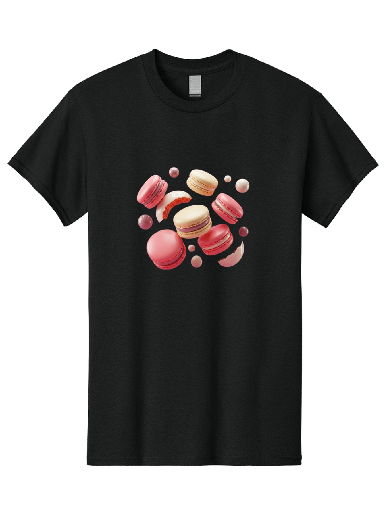 Macarons-10 Men'S Graphic Tee, 100% Cotton, Comfortable Casual Summer Wear, Machine Washable, Pink And White Macarons, Assorted Desserts, Sweet Treats, French Pastries, Macaron Filling, Dessert Art, Food Photography, Sweet Indulgence, Baa944 6