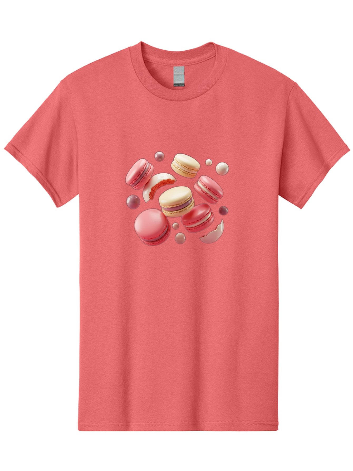 Macarons-10 Men'S Graphic Tee, 100% Cotton, Comfortable Casual Summer Wear, Machine Washable, Pink And White Macarons, Assorted Desserts, Sweet Treats, French Pastries, Macaron Filling, Dessert Art, Food Photography, Sweet Indulgence, Baa944 9