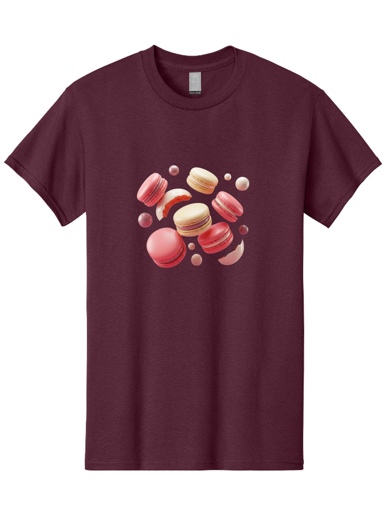 Macarons-10 Men'S Graphic Tee, 100% Cotton, Comfortable Casual Summer Wear, Machine Washable, Pink And White Macarons, Assorted Desserts, Sweet Treats, French Pastries, Macaron Filling, Dessert Art, Food Photography, Sweet Indulgence, Baa944 13