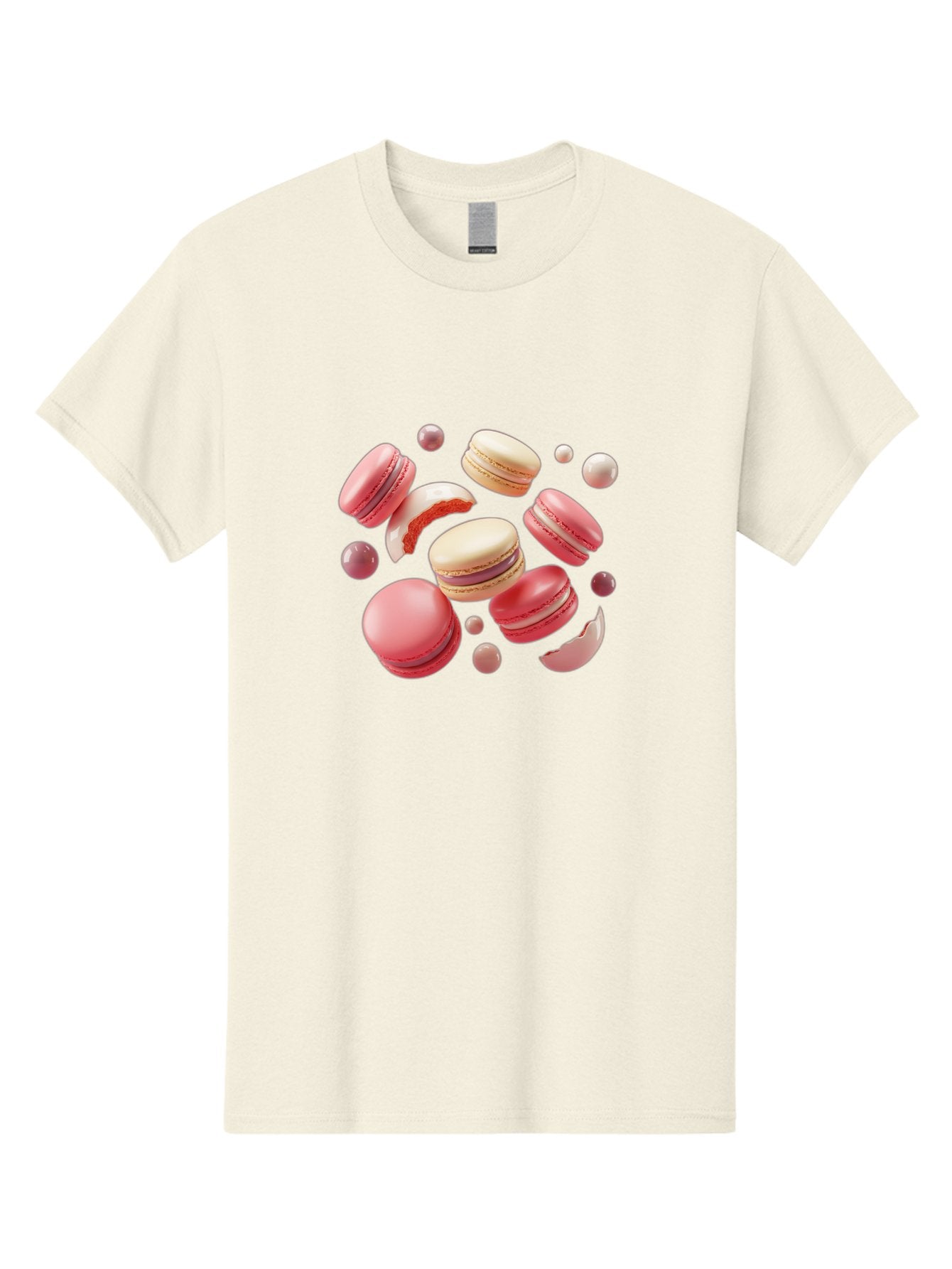 Macarons-10 Men'S Graphic Tee, 100% Cotton, Comfortable Casual Summer Wear, Machine Washable, Pink And White Macarons, Assorted Desserts, Sweet Treats, French Pastries, Macaron Filling, Dessert Art, Food Photography, Sweet Indulgence, Baa944