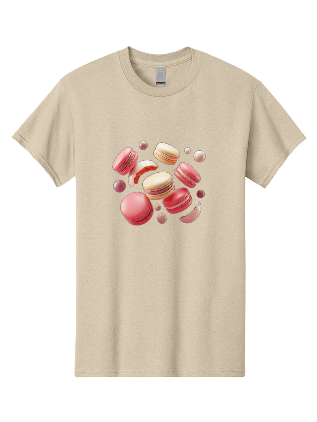 Macarons-10 Men'S Graphic Tee, 100% Cotton, Comfortable Casual Summer Wear, Machine Washable, Pink And White Macarons, Assorted Desserts, Sweet Treats, French Pastries, Macaron Filling, Dessert Art, Food Photography, Sweet Indulgence, Baa944 14