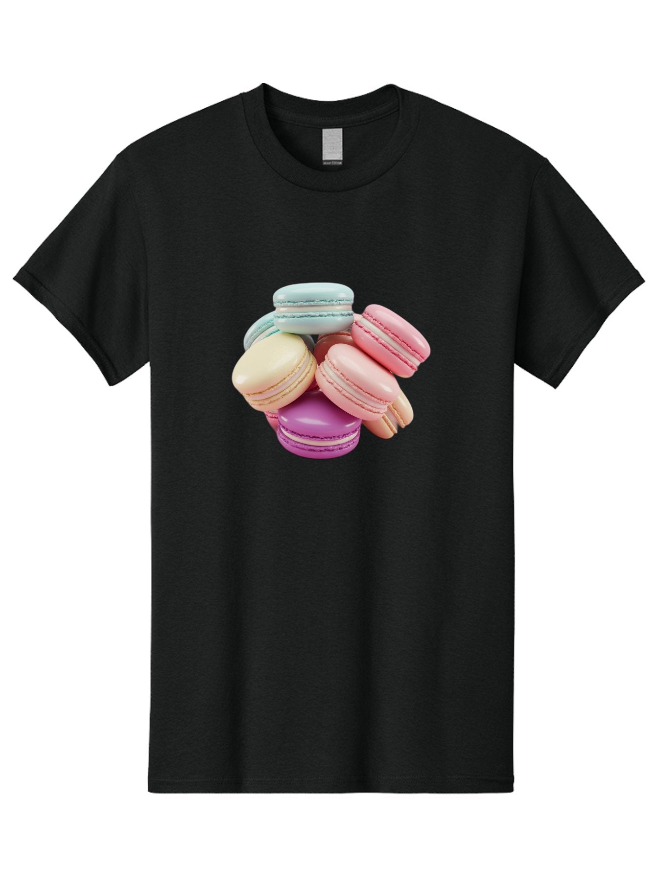 Macarons-11 Men'S Graphic Tee, 100% Cotton, Comfortable Casual Summer Wear, Machine Washable, Colorful Macarons, Pastel-Colored Desserts, Sweet Treats, French Patisserie, Delicate Meringue-Based Cookies, Creamy Fillings, Vibrant Colors, Baa945 9