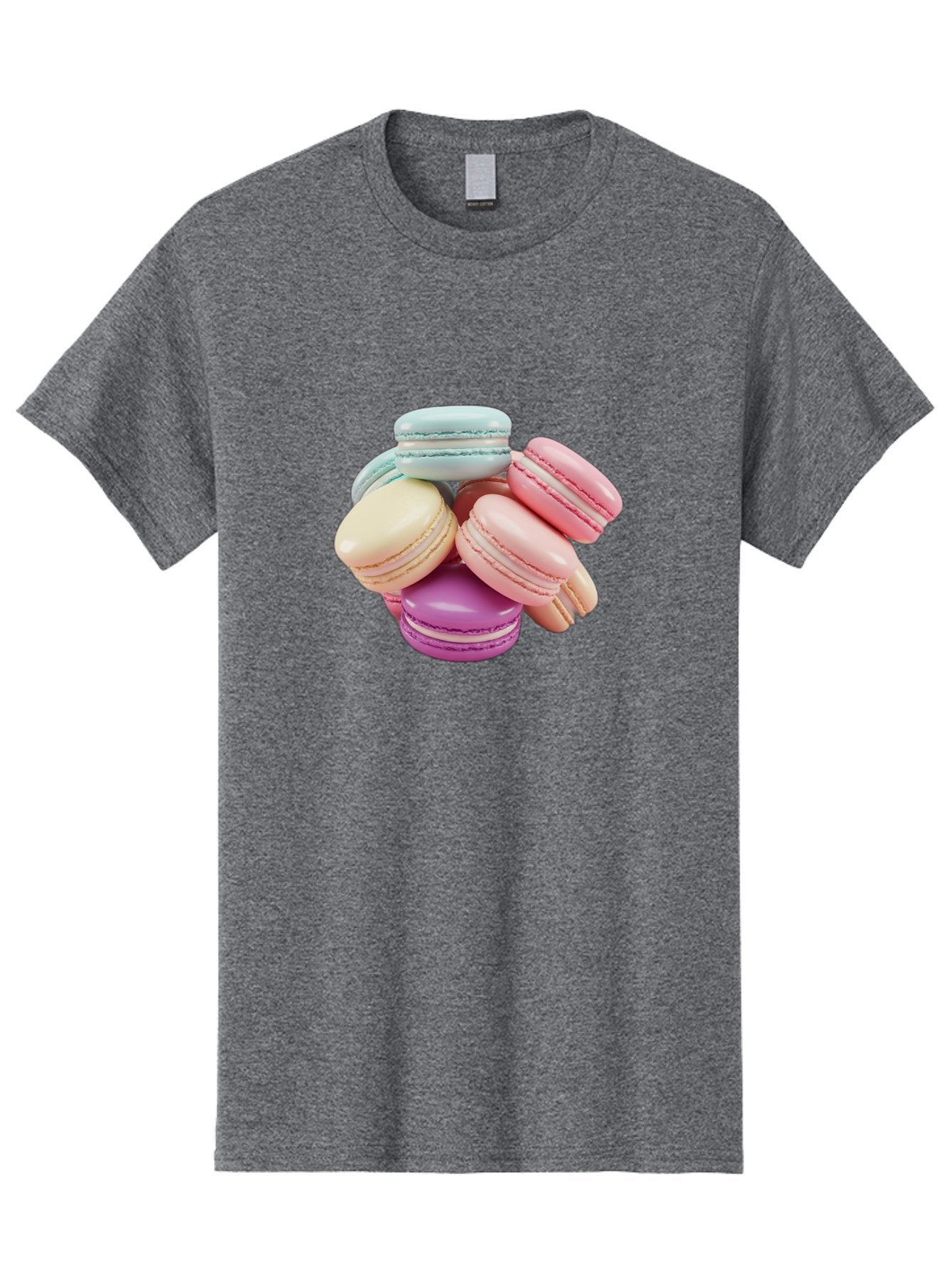 Macarons-11 Men'S Graphic Tee, 100% Cotton, Comfortable Casual Summer Wear, Machine Washable, Colorful Macarons, Pastel-Colored Desserts, Sweet Treats, French Patisserie, Delicate Meringue-Based Cookies, Creamy Fillings, Vibrant Colors, Baa945 8
