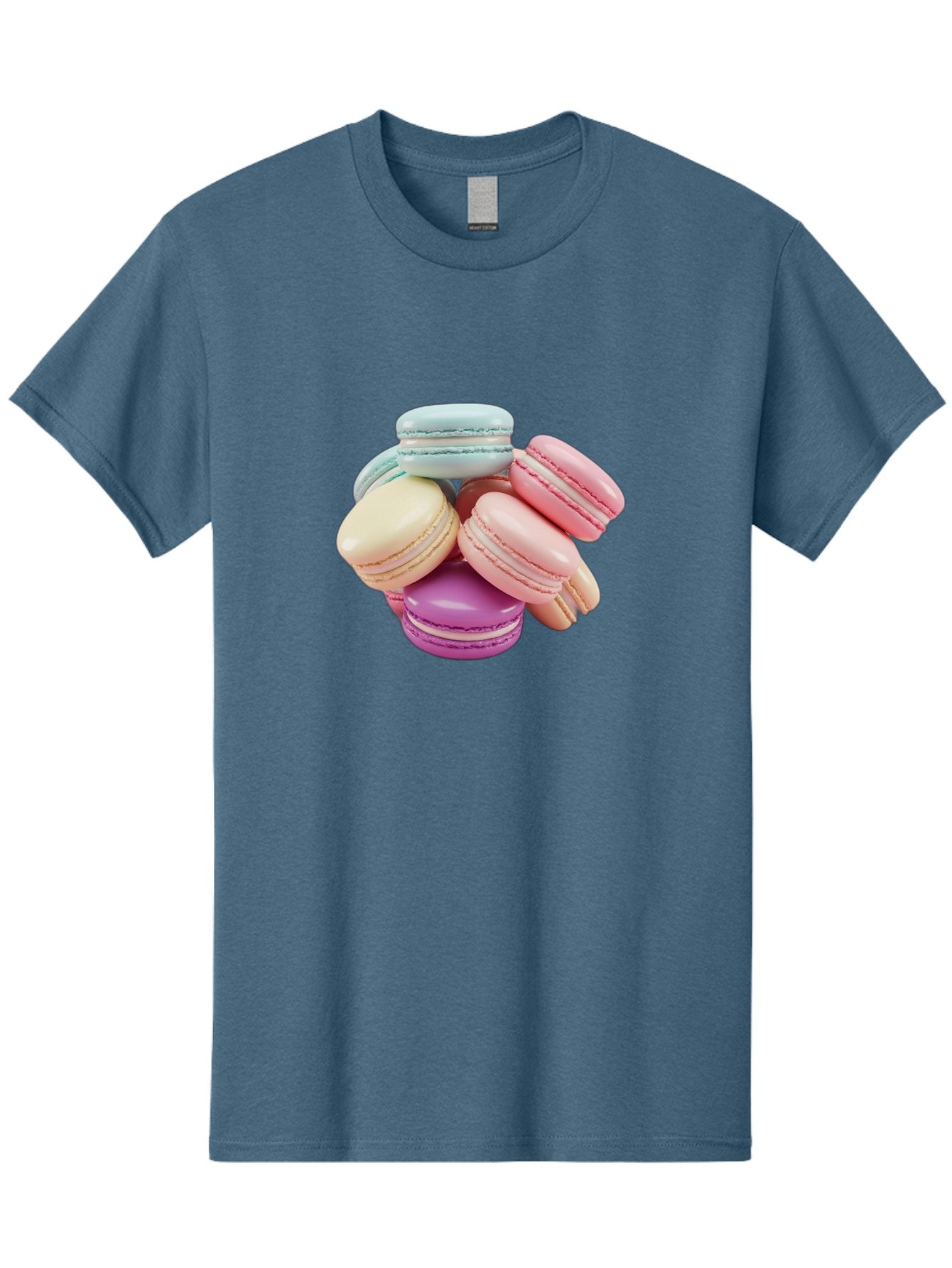 Macarons-11 Men'S Graphic Tee, 100% Cotton, Comfortable Casual Summer Wear, Machine Washable, Colorful Macarons, Pastel-Colored Desserts, Sweet Treats, French Patisserie, Delicate Meringue-Based Cookies, Creamy Fillings, Vibrant Colors, Baa945 4