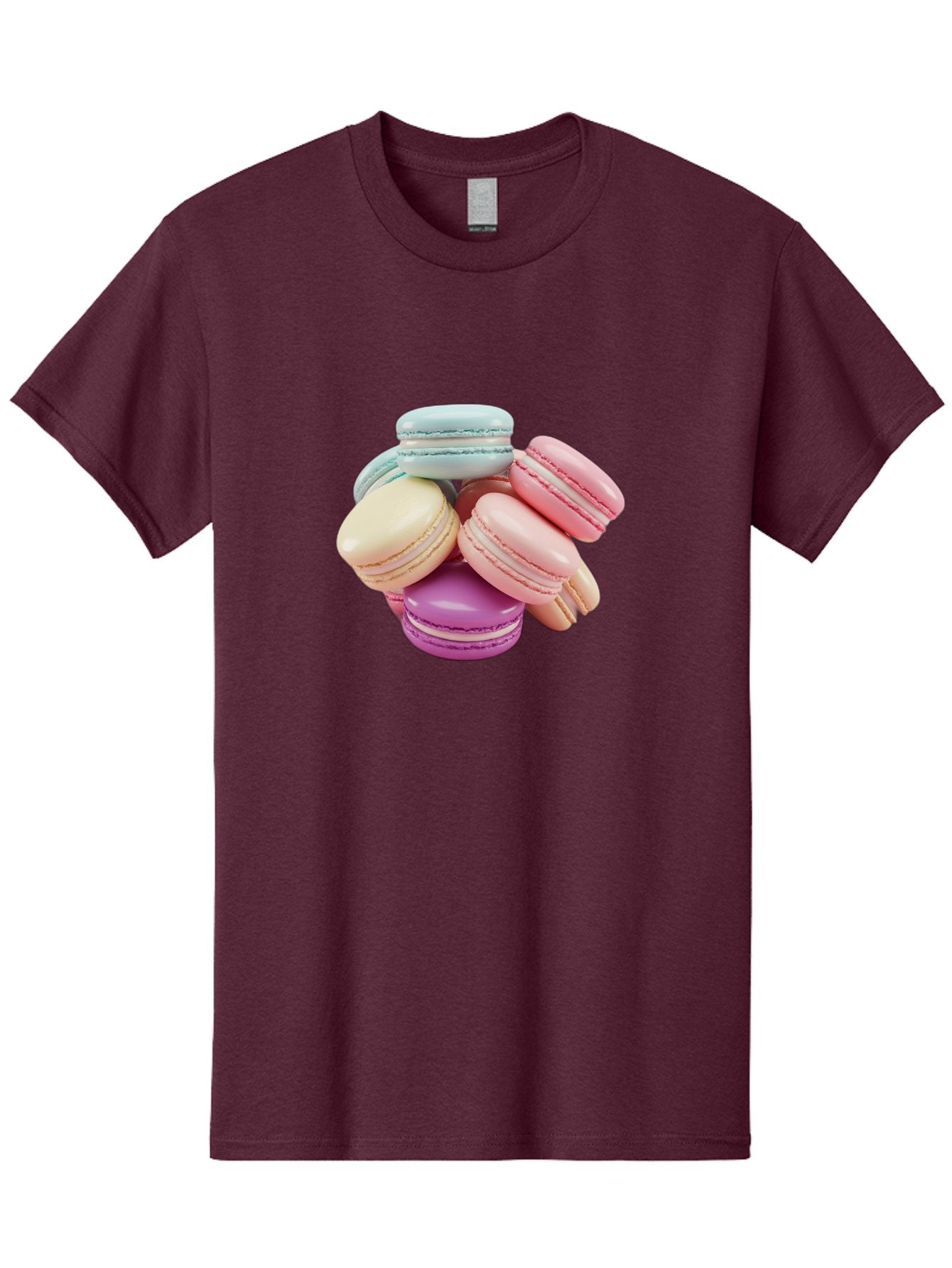 Macarons-11 Men'S Graphic Tee, 100% Cotton, Comfortable Casual Summer Wear, Machine Washable, Colorful Macarons, Pastel-Colored Desserts, Sweet Treats, French Patisserie, Delicate Meringue-Based Cookies, Creamy Fillings, Vibrant Colors, Baa945