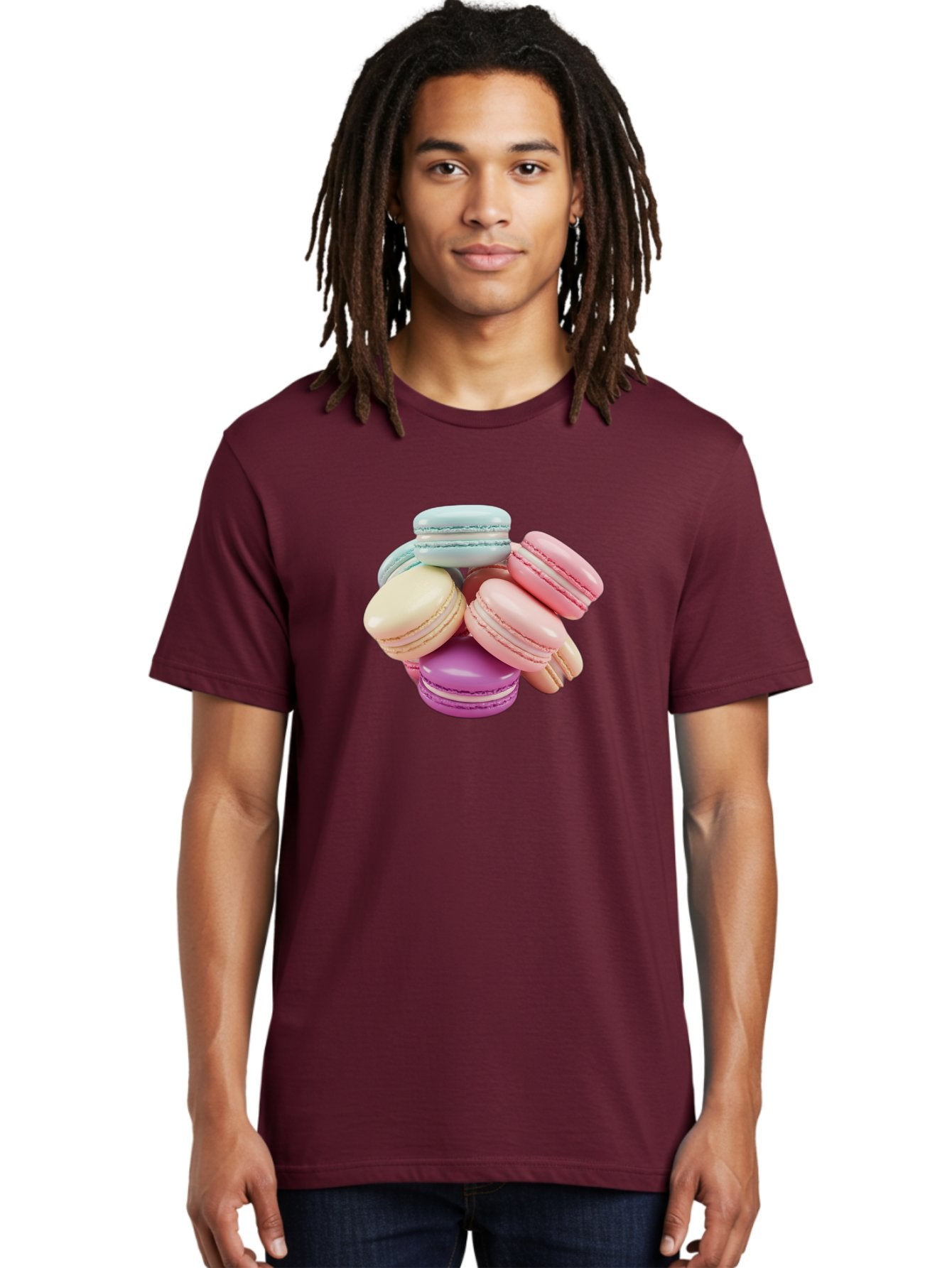 Macarons-11 Men'S Graphic Tee, 100% Cotton, Comfortable Casual Summer Wear, Machine Washable, Colorful Macarons, Pastel-Colored Desserts, Sweet Treats, French Patisserie, Delicate Meringue-Based Cookies, Creamy Fillings, Vibrant Colors, Baa945 21