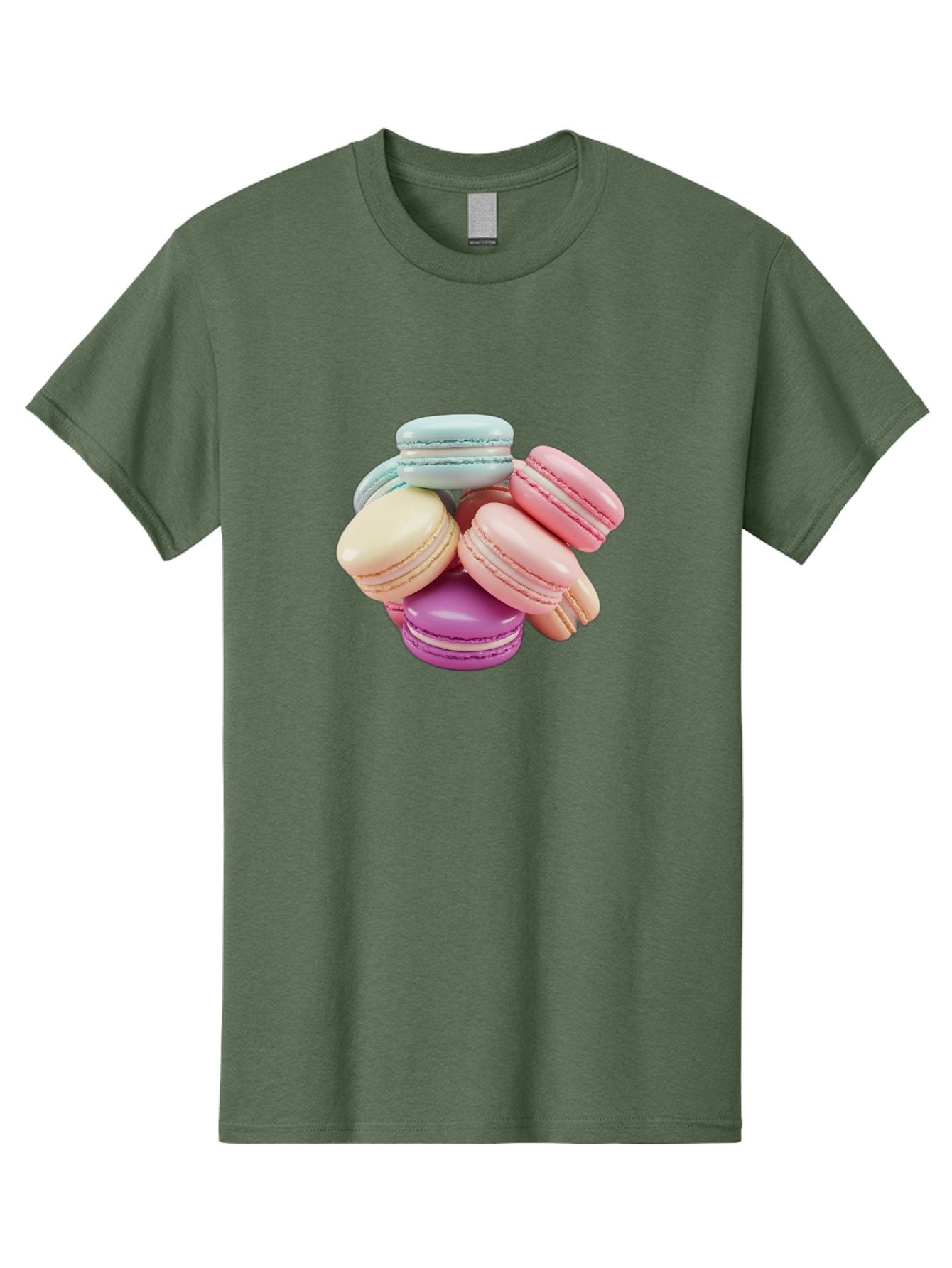 Macarons-11 Men'S Graphic Tee, 100% Cotton, Comfortable Casual Summer Wear, Machine Washable, Colorful Macarons, Pastel-Colored Desserts, Sweet Treats, French Patisserie, Delicate Meringue-Based Cookies, Creamy Fillings, Vibrant Colors, Baa945