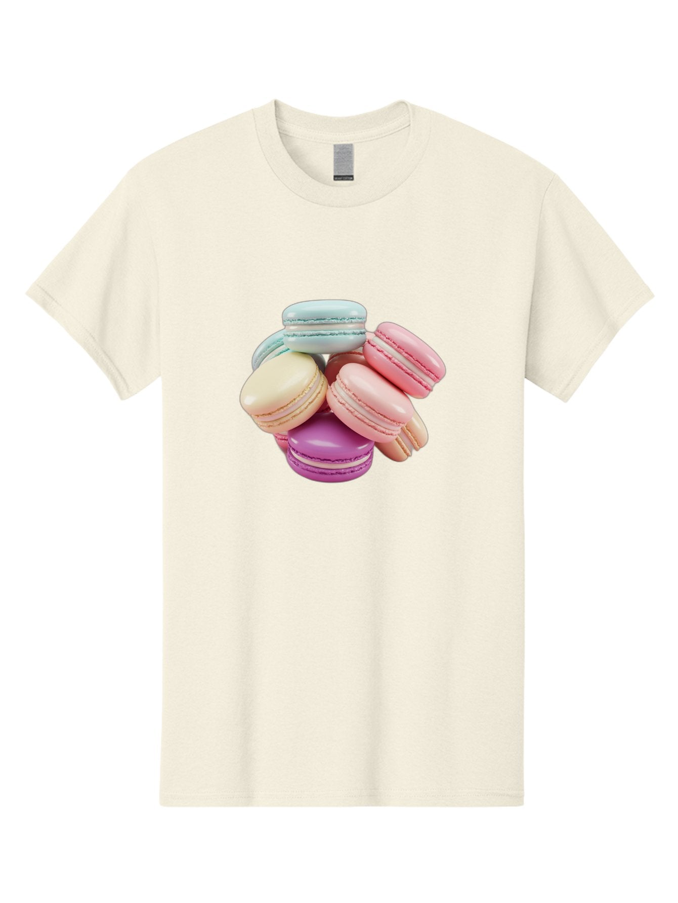 Macarons-11 Men'S Graphic Tee, 100% Cotton, Comfortable Casual Summer Wear, Machine Washable, Colorful Macarons, Pastel-Colored Desserts, Sweet Treats, French Patisserie, Delicate Meringue-Based Cookies, Creamy Fillings, Vibrant Colors, Baa945 5