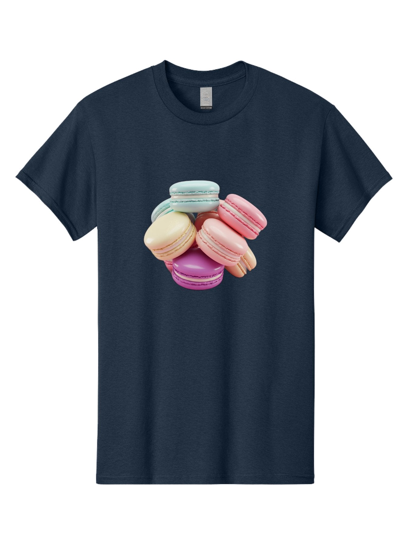 Macarons-11 Men'S Graphic Tee, 100% Cotton, Comfortable Casual Summer Wear, Machine Washable, Colorful Macarons, Pastel-Colored Desserts, Sweet Treats, French Patisserie, Delicate Meringue-Based Cookies, Creamy Fillings, Vibrant Colors, Baa945 7