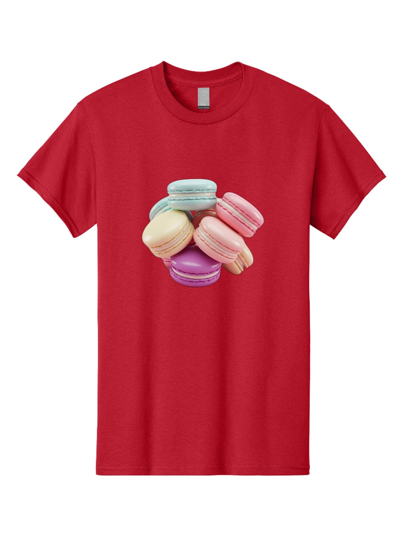 Macarons-11 Men'S Graphic Tee, 100% Cotton, Comfortable Casual Summer Wear, Machine Washable, Colorful Macarons, Pastel-Colored Desserts, Sweet Treats, French Patisserie, Delicate Meringue-Based Cookies, Creamy Fillings, Vibrant Colors, Baa945 14