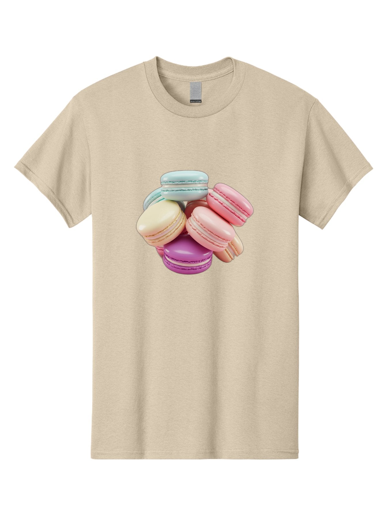 Macarons-11 Men'S Graphic Tee, 100% Cotton, Comfortable Casual Summer Wear, Machine Washable, Colorful Macarons, Pastel-Colored Desserts, Sweet Treats, French Patisserie, Delicate Meringue-Based Cookies, Creamy Fillings, Vibrant Colors, Baa945 13