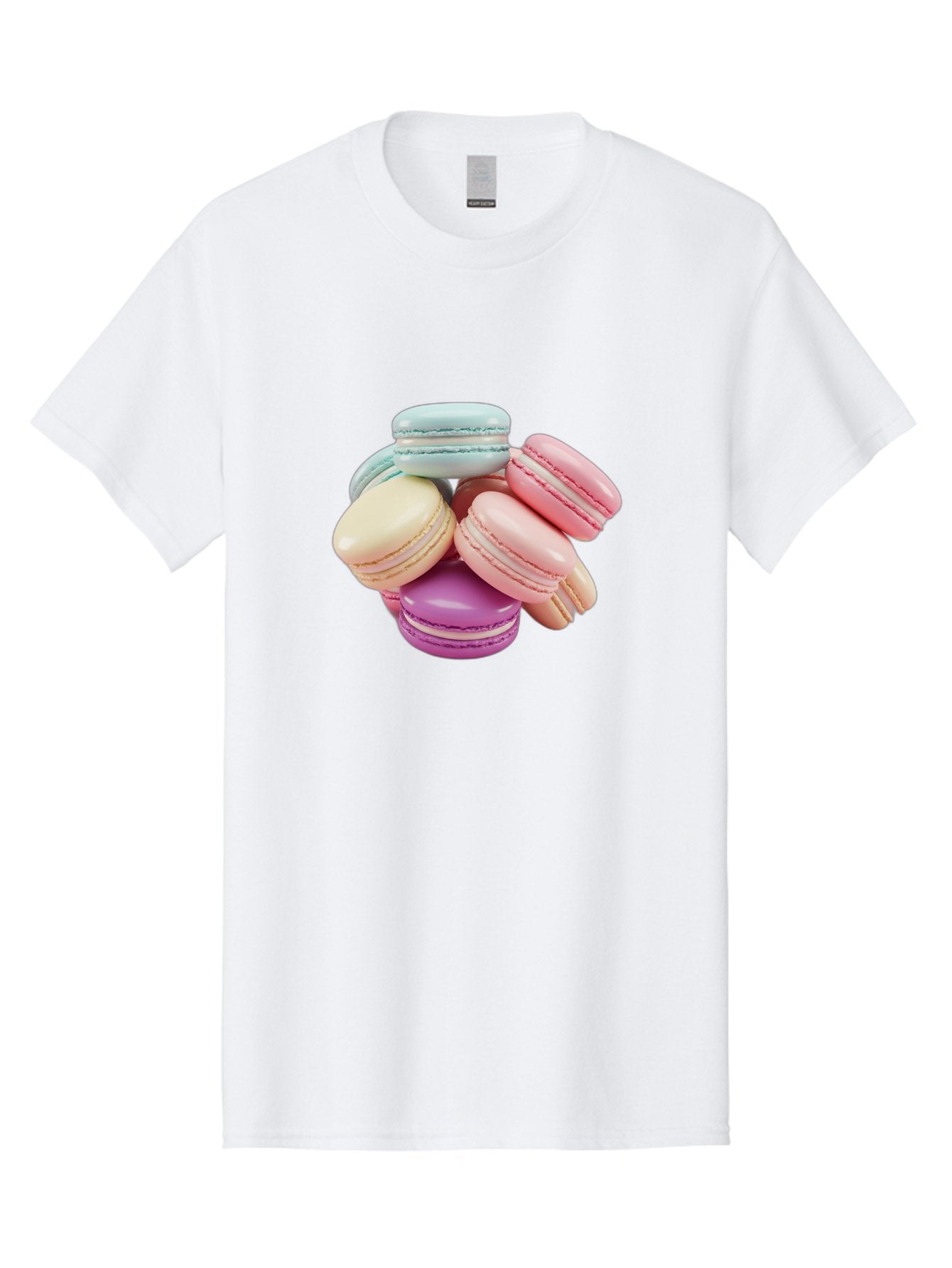 Macarons-11 Men'S Graphic Tee, 100% Cotton, Comfortable Casual Summer Wear, Machine Washable, Colorful Macarons, Pastel-Colored Desserts, Sweet Treats, French Patisserie, Delicate Meringue-Based Cookies, Creamy Fillings, Vibrant Colors, Baa945 6