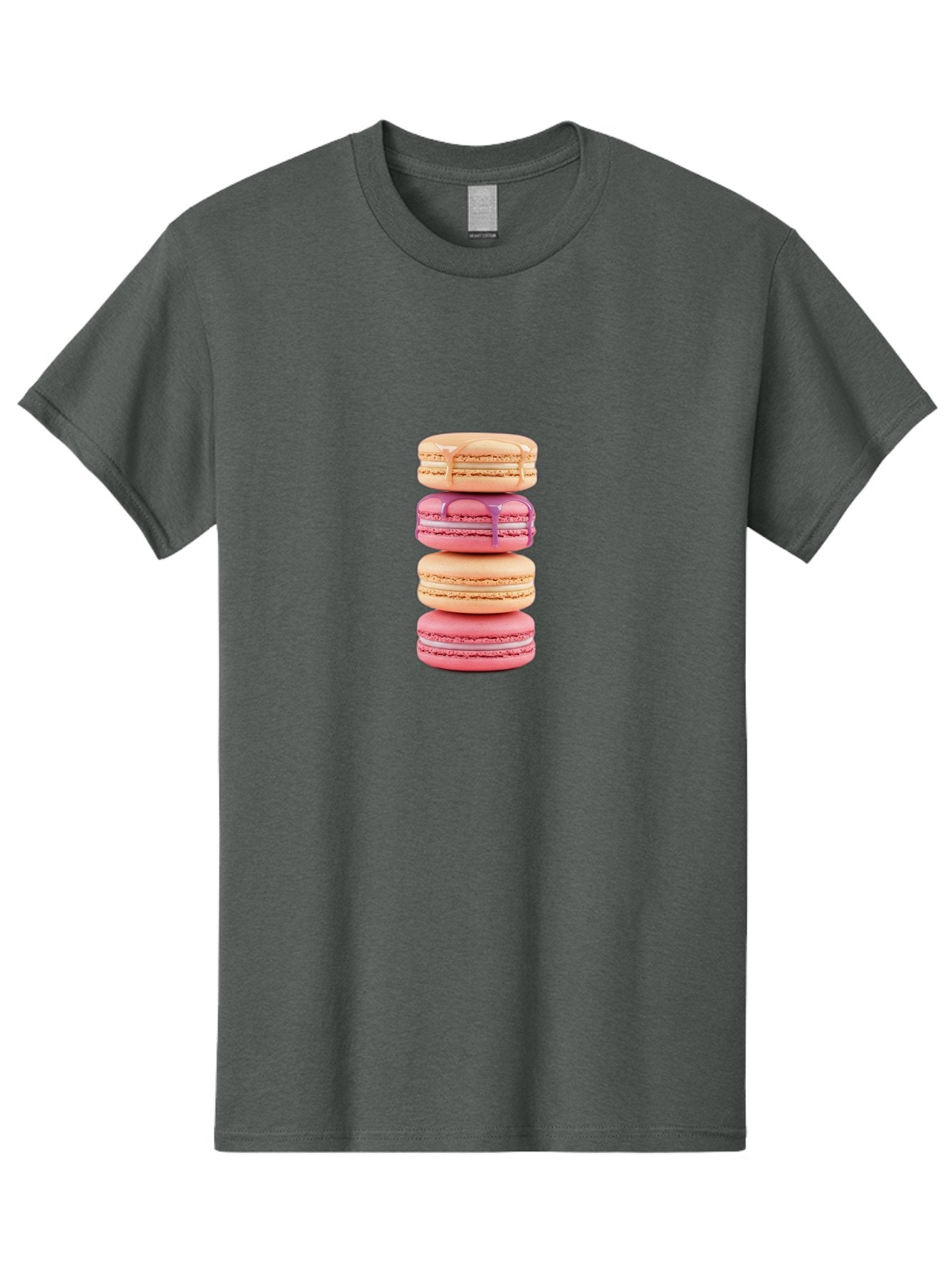 Macarons-2 Men'S Graphic Tee, 100% Cotton, Comfortable Casual Summer Wear, Machine Washable, Stacked Macarons, Pastel Colors, Pink And Beige Macarons, Vibrant Dessert, Sweet Treats, French Patisserie, Delicate Meringue-Based Cookies, Baa946