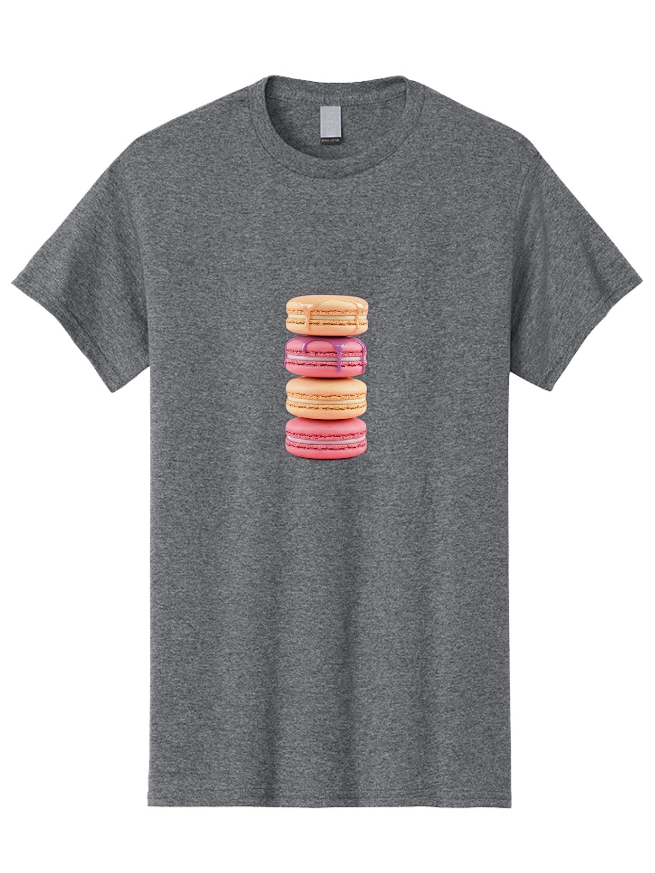 Macarons-2 Men'S Graphic Tee, 100% Cotton, Comfortable Casual Summer Wear, Machine Washable, Stacked Macarons, Pastel Colors, Pink And Beige Macarons, Vibrant Dessert, Sweet Treats, French Patisserie, Delicate Meringue-Based Cookies, Baa946 4