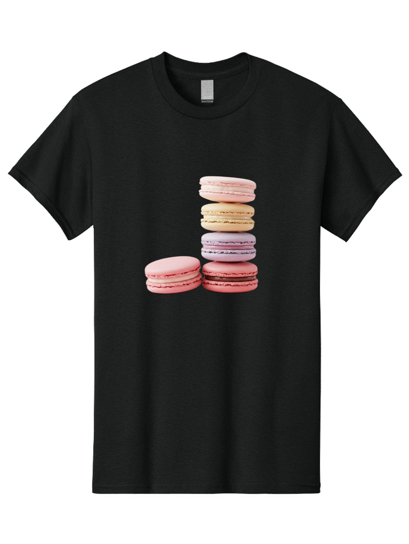 Macarons-3 Men'S Graphic Tee, 100% Cotton, Comfortable Casual Summer Wear, Machine Washable, Stacked Macarons, Pastel Colors, Pink, Purple, Beige, Dessert, Sweet Treats, French Macarons, Delicate Meringue-Based Cookies, Creamy Fillings, Baa947 7