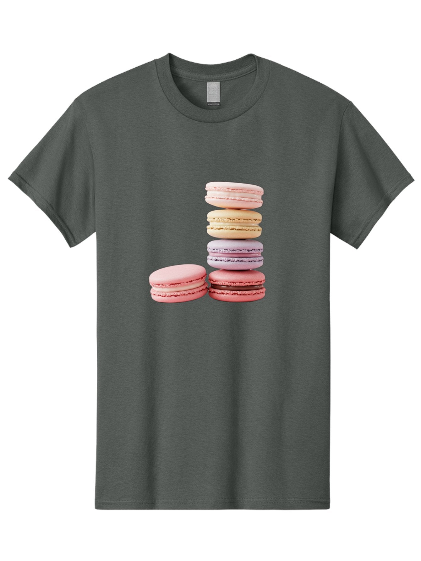 Macarons-3 Men'S Graphic Tee, 100% Cotton, Comfortable Casual Summer Wear, Machine Washable, Stacked Macarons, Pastel Colors, Pink, Purple, Beige, Dessert, Sweet Treats, French Macarons, Delicate Meringue-Based Cookies, Creamy Fillings, Baa947 13