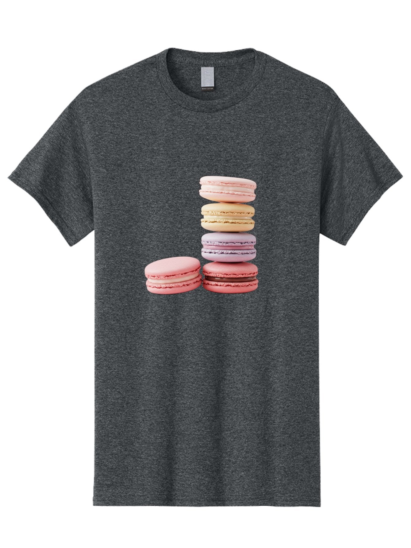 Macarons-3 Men'S Graphic Tee, 100% Cotton, Comfortable Casual Summer Wear, Machine Washable, Stacked Macarons, Pastel Colors, Pink, Purple, Beige, Dessert, Sweet Treats, French Macarons, Delicate Meringue-Based Cookies, Creamy Fillings, Baa947 3
