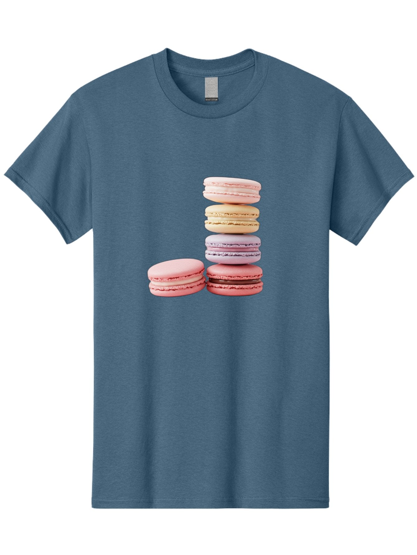 Macarons-3 Men'S Graphic Tee, 100% Cotton, Comfortable Casual Summer Wear, Machine Washable, Stacked Macarons, Pastel Colors, Pink, Purple, Beige, Dessert, Sweet Treats, French Macarons, Delicate Meringue-Based Cookies, Creamy Fillings, Baa947 8