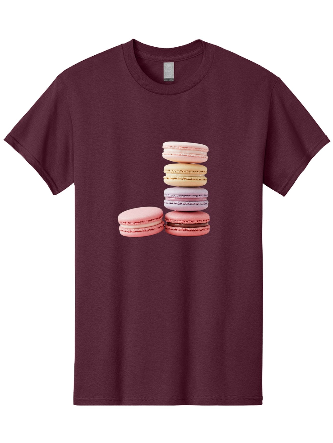 Macarons-3 Men'S Graphic Tee, 100% Cotton, Comfortable Casual Summer Wear, Machine Washable, Stacked Macarons, Pastel Colors, Pink, Purple, Beige, Dessert, Sweet Treats, French Macarons, Delicate Meringue-Based Cookies, Creamy Fillings, Baa947 6
