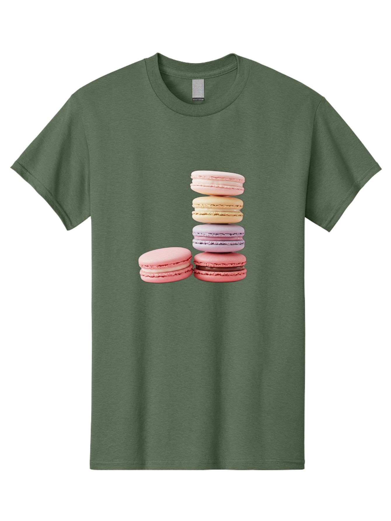 Macarons-3 Men'S Graphic Tee, 100% Cotton, Comfortable Casual Summer Wear, Machine Washable, Stacked Macarons, Pastel Colors, Pink, Purple, Beige, Dessert, Sweet Treats, French Macarons, Delicate Meringue-Based Cookies, Creamy Fillings, Baa947 4