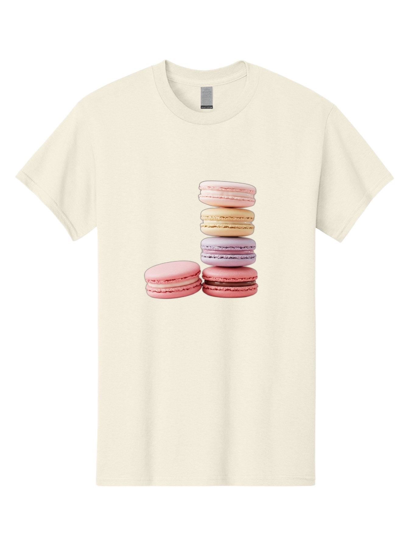 Macarons-3 Men'S Graphic Tee, 100% Cotton, Comfortable Casual Summer Wear, Machine Washable, Stacked Macarons, Pastel Colors, Pink, Purple, Beige, Dessert, Sweet Treats, French Macarons, Delicate Meringue-Based Cookies, Creamy Fillings, Baa947 14