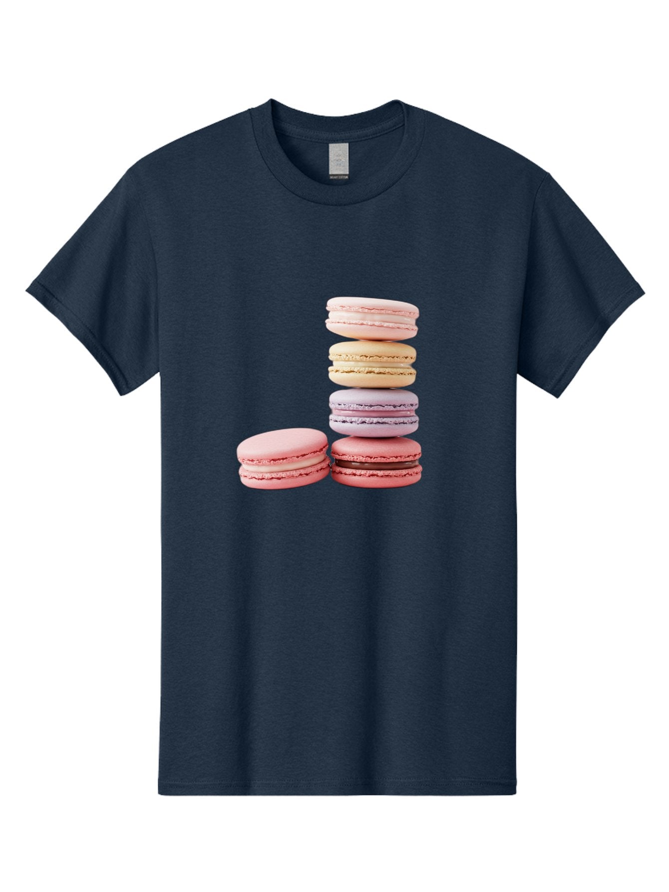 Macarons-3 Men'S Graphic Tee, 100% Cotton, Comfortable Casual Summer Wear, Machine Washable, Stacked Macarons, Pastel Colors, Pink, Purple, Beige, Dessert, Sweet Treats, French Macarons, Delicate Meringue-Based Cookies, Creamy Fillings, Baa947 10