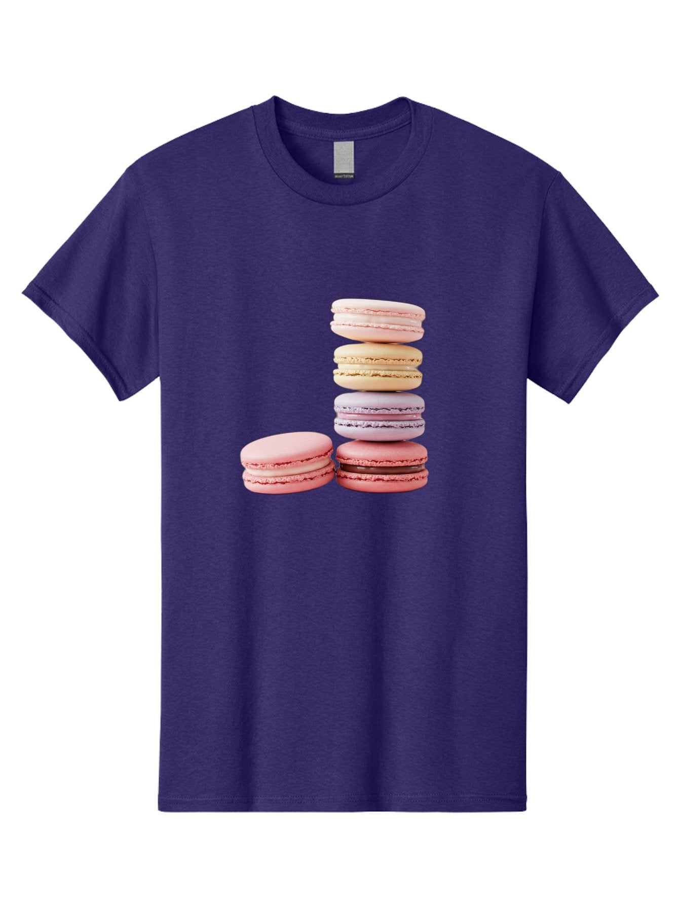 Macarons-3 Men'S Graphic Tee, 100% Cotton, Comfortable Casual Summer Wear, Machine Washable, Stacked Macarons, Pastel Colors, Pink, Purple, Beige, Dessert, Sweet Treats, French Macarons, Delicate Meringue-Based Cookies, Creamy Fillings, Baa947 11