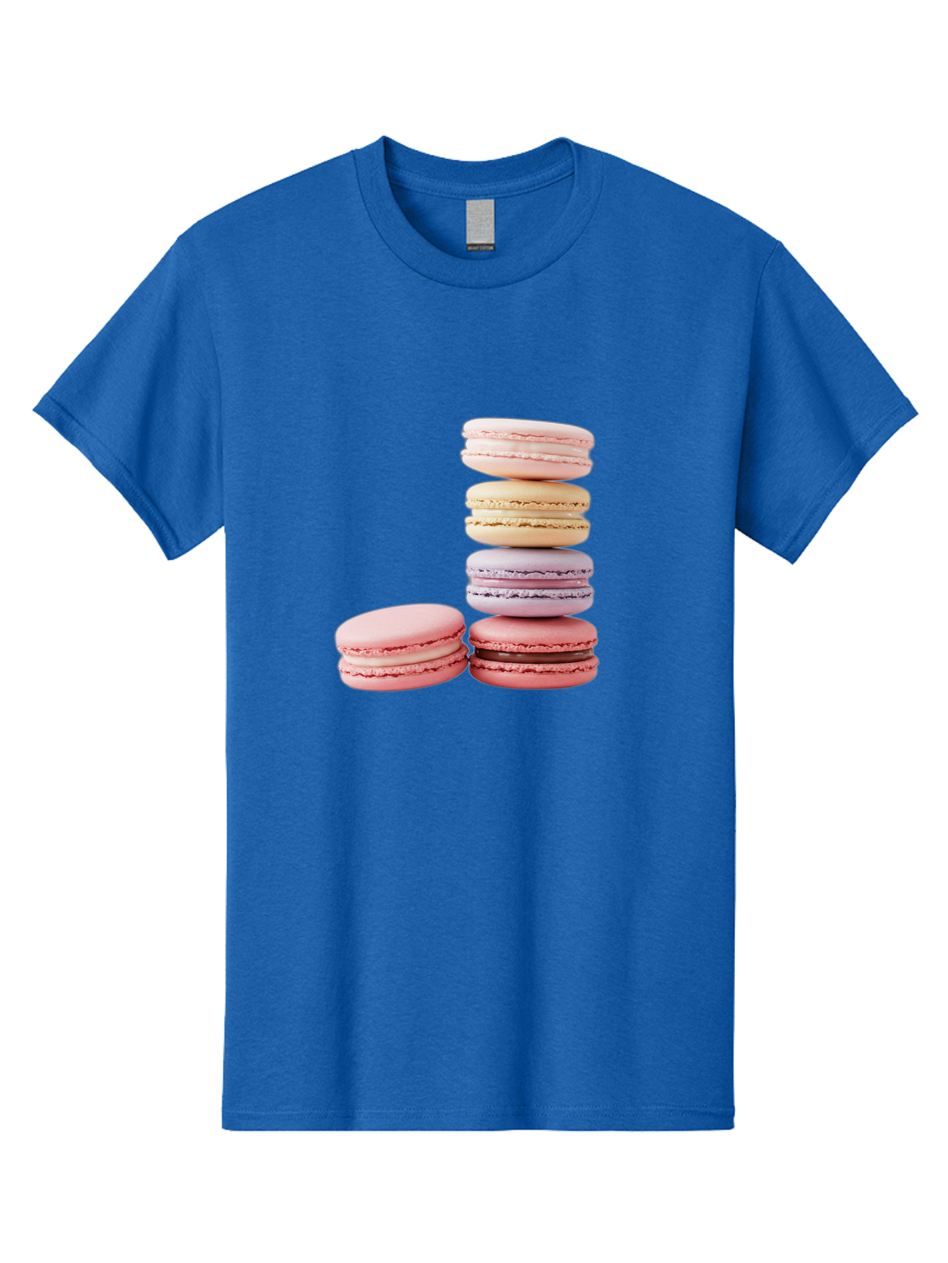 Macarons-3 Men'S Graphic Tee, 100% Cotton, Comfortable Casual Summer Wear, Machine Washable, Stacked Macarons, Pastel Colors, Pink, Purple, Beige, Dessert, Sweet Treats, French Macarons, Delicate Meringue-Based Cookies, Creamy Fillings, Baa947