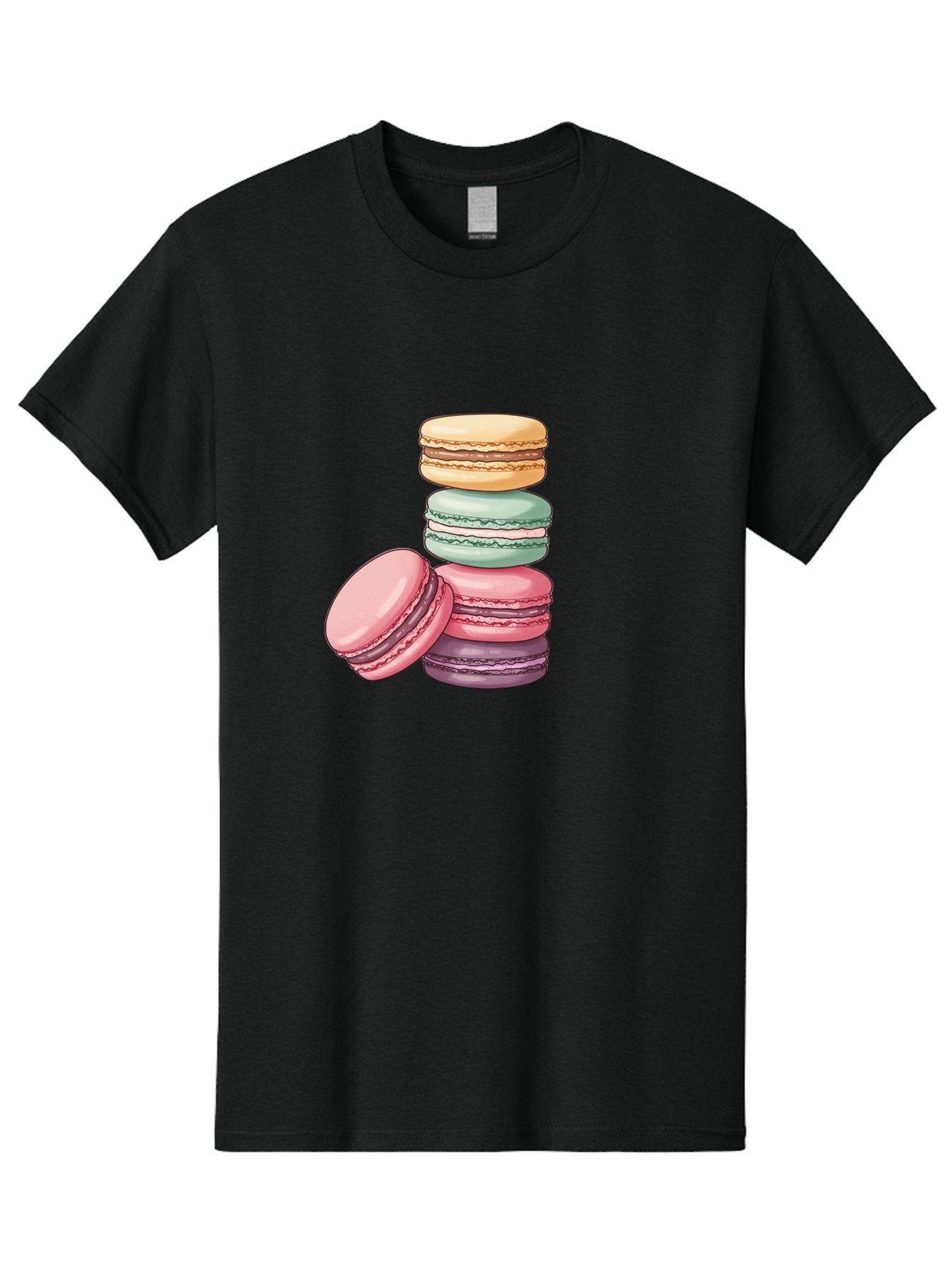 Macarons-4 Men'S Graphic Tee, 100% Cotton, Comfortable Casual Summer Wear, Machine Washable, Stack Of Colorful Macarons, Pastel Colors, Sweet Treats, Dessert, Baked Goods, French Patisserie, Macaron Stack, French Dessert, Colorful Sweets, Baa948 11