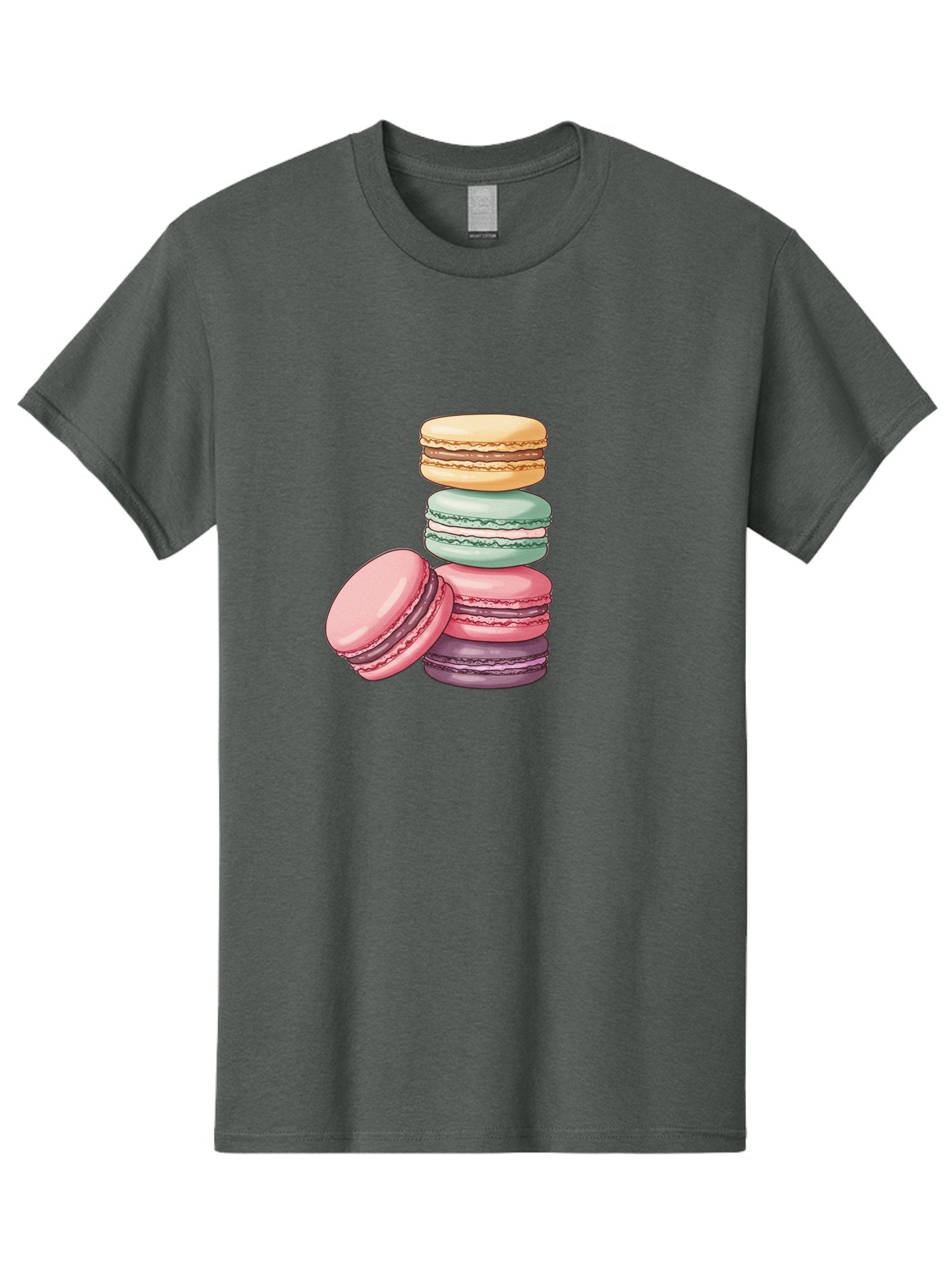 Macarons-4 Men'S Graphic Tee, 100% Cotton, Comfortable Casual Summer Wear, Machine Washable, Stack Of Colorful Macarons, Pastel Colors, Sweet Treats, Dessert, Baked Goods, French Patisserie, Macaron Stack, French Dessert, Colorful Sweets, Baa948 12