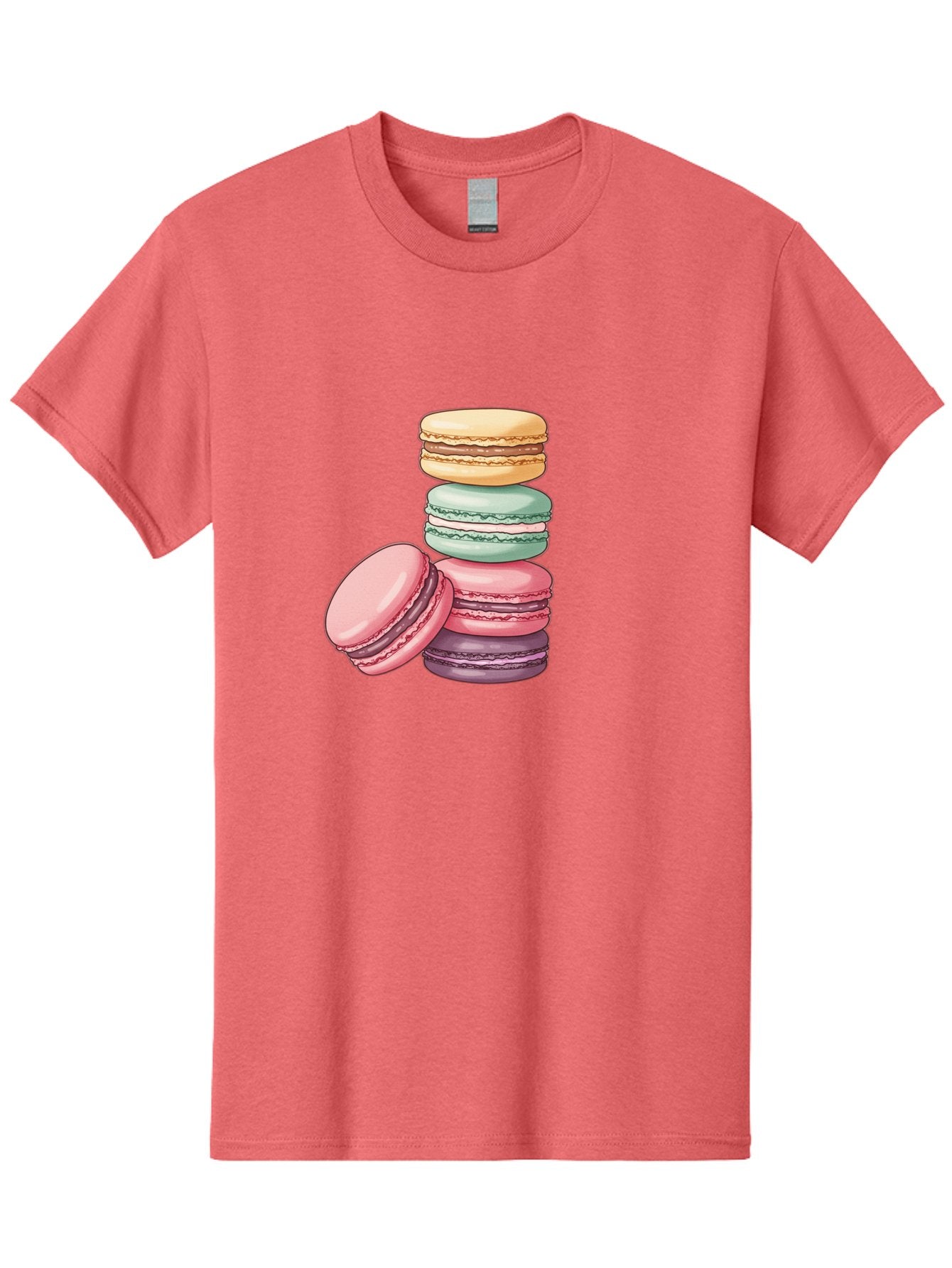 Macarons-4 Men'S Graphic Tee, 100% Cotton, Comfortable Casual Summer Wear, Machine Washable, Stack Of Colorful Macarons, Pastel Colors, Sweet Treats, Dessert, Baked Goods, French Patisserie, Macaron Stack, French Dessert, Colorful Sweets, Baa948