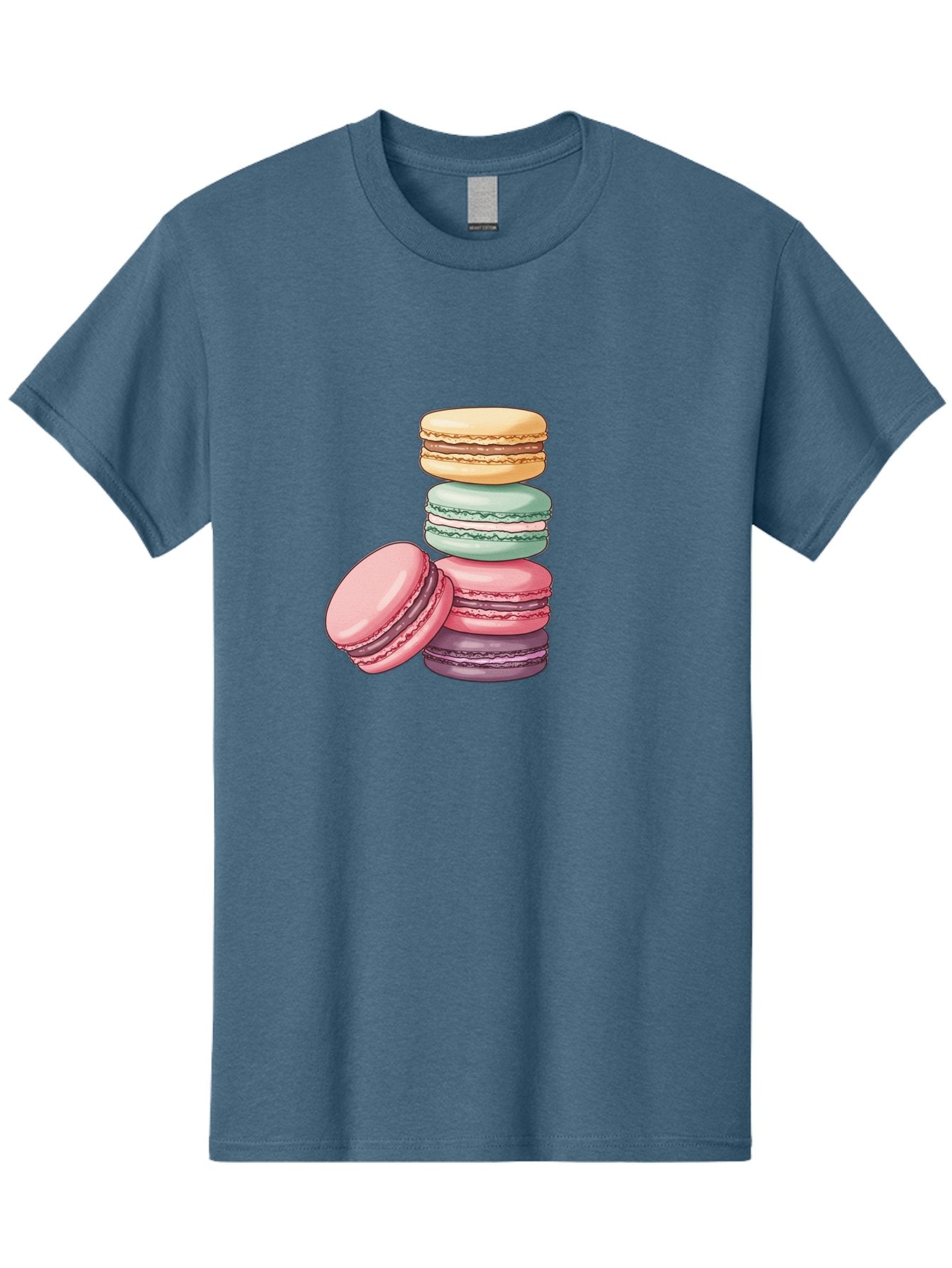 Macarons-4 Men'S Graphic Tee, 100% Cotton, Comfortable Casual Summer Wear, Machine Washable, Stack Of Colorful Macarons, Pastel Colors, Sweet Treats, Dessert, Baked Goods, French Patisserie, Macaron Stack, French Dessert, Colorful Sweets, Baa948 6
