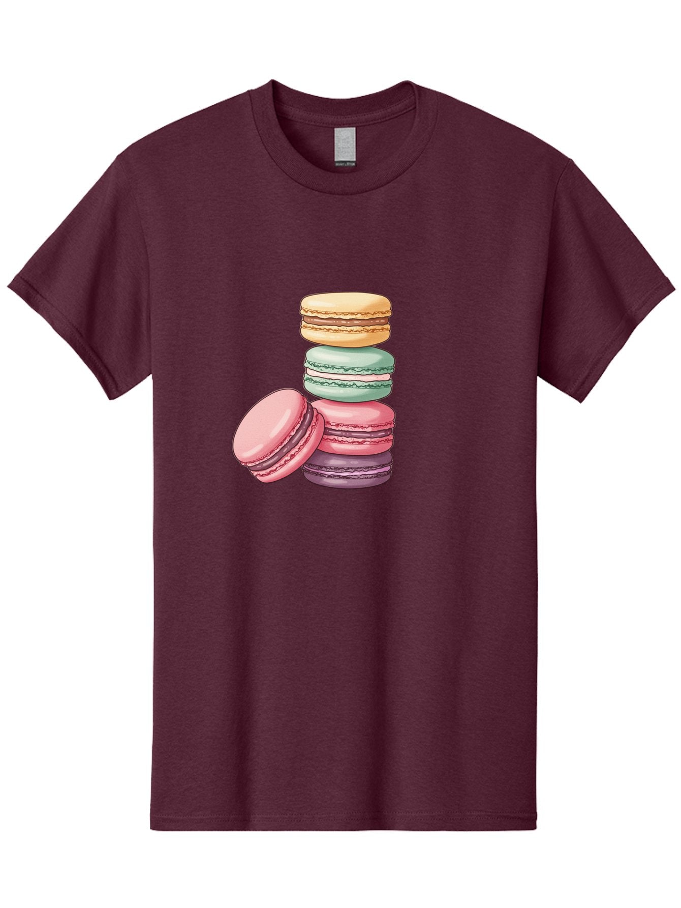 Macarons-4 Men'S Graphic Tee, 100% Cotton, Comfortable Casual Summer Wear, Machine Washable, Stack Of Colorful Macarons, Pastel Colors, Sweet Treats, Dessert, Baked Goods, French Patisserie, Macaron Stack, French Dessert, Colorful Sweets, Baa948 4