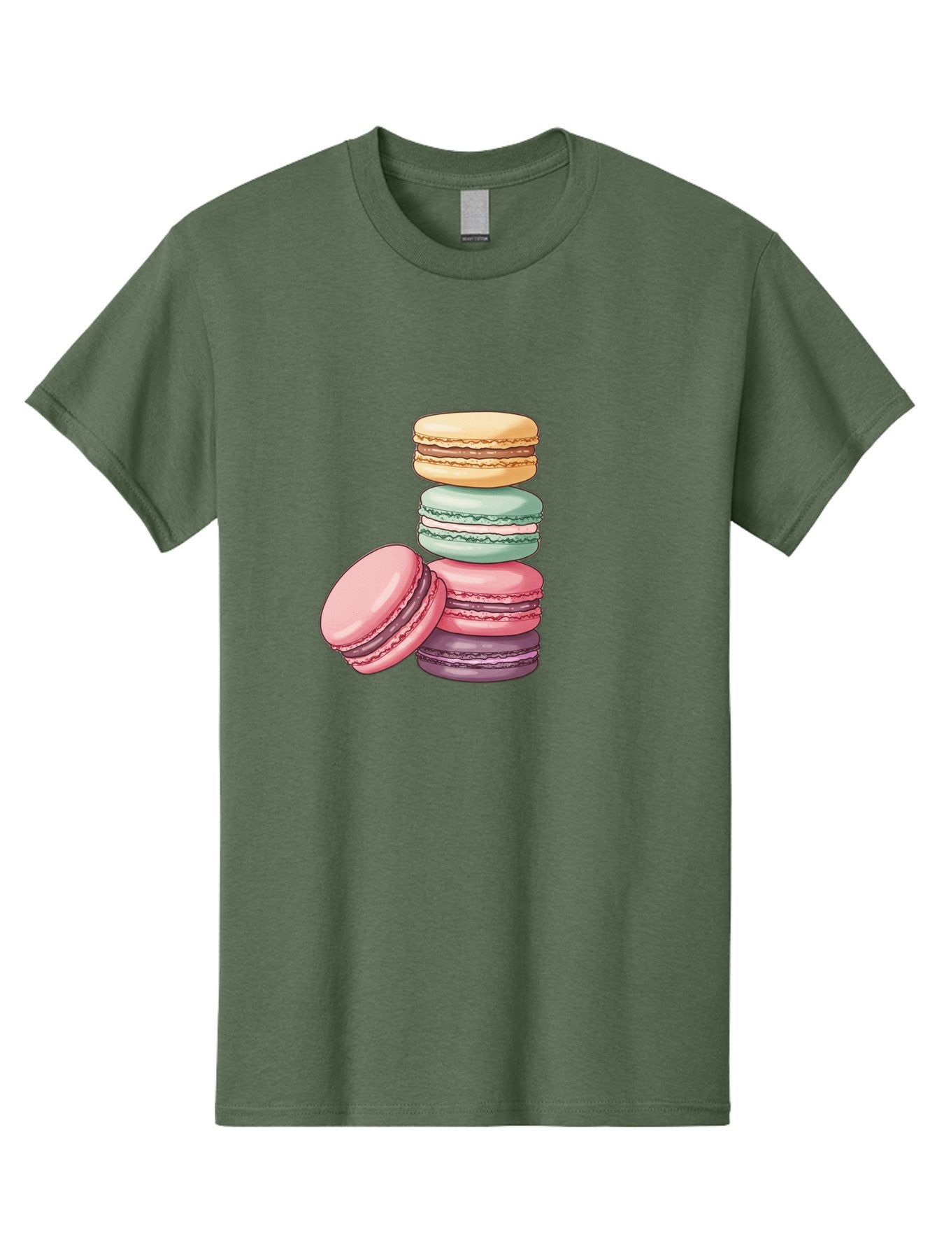 Macarons-4 Men'S Graphic Tee, 100% Cotton, Comfortable Casual Summer Wear, Machine Washable, Stack Of Colorful Macarons, Pastel Colors, Sweet Treats, Dessert, Baked Goods, French Patisserie, Macaron Stack, French Dessert, Colorful Sweets, Baa948 9