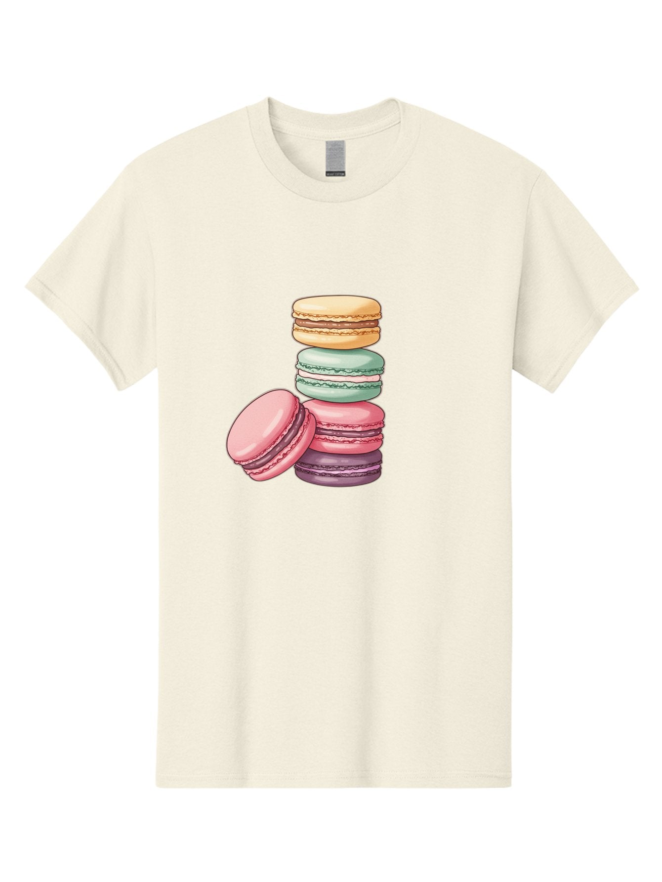 Macarons-4 Men'S Graphic Tee, 100% Cotton, Comfortable Casual Summer Wear, Machine Washable, Stack Of Colorful Macarons, Pastel Colors, Sweet Treats, Dessert, Baked Goods, French Patisserie, Macaron Stack, French Dessert, Colorful Sweets, Baa948 5