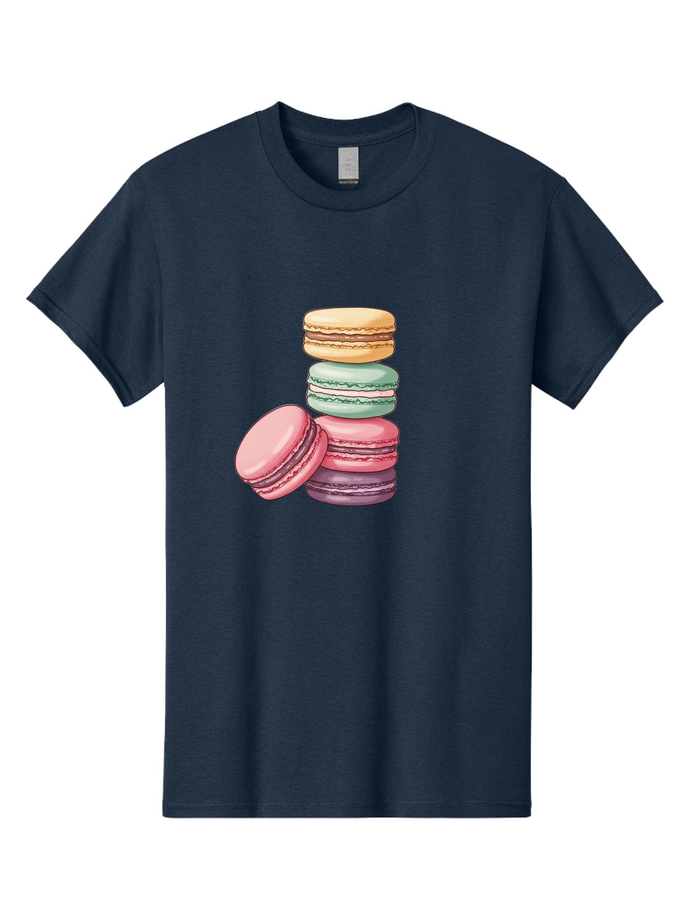 Macarons-4 Men'S Graphic Tee, 100% Cotton, Comfortable Casual Summer Wear, Machine Washable, Stack Of Colorful Macarons, Pastel Colors, Sweet Treats, Dessert, Baked Goods, French Patisserie, Macaron Stack, French Dessert, Colorful Sweets, Baa948 10