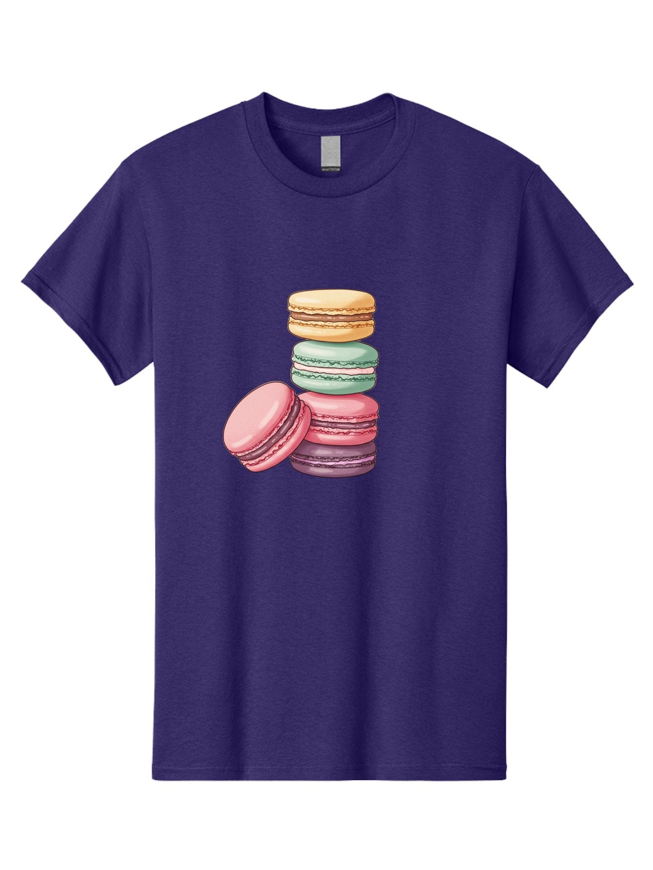 Macarons-4 Men'S Graphic Tee, 100% Cotton, Comfortable Casual Summer Wear, Machine Washable, Stack Of Colorful Macarons, Pastel Colors, Sweet Treats, Dessert, Baked Goods, French Patisserie, Macaron Stack, French Dessert, Colorful Sweets, Baa948 3