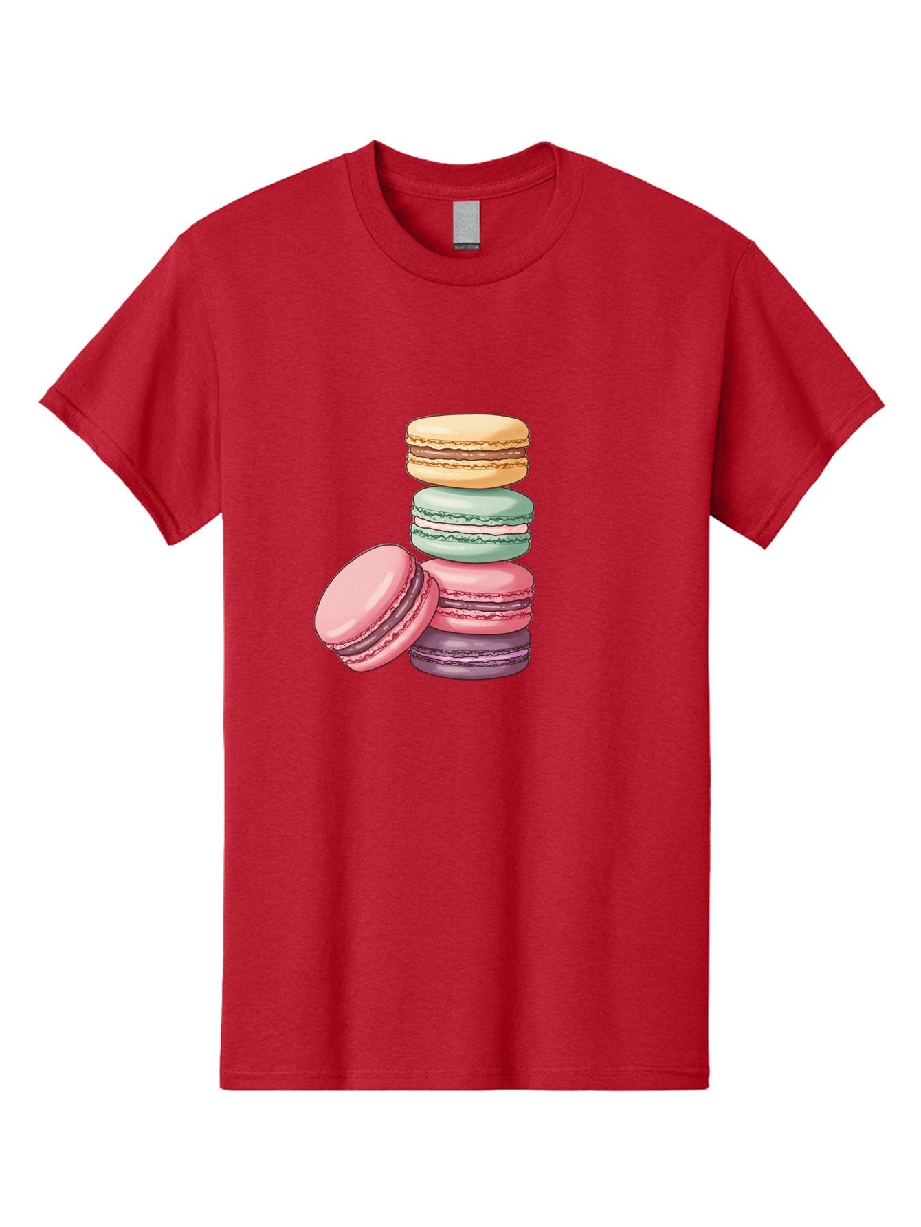 Macarons-4 Men'S Graphic Tee, 100% Cotton, Comfortable Casual Summer Wear, Machine Washable, Stack Of Colorful Macarons, Pastel Colors, Sweet Treats, Dessert, Baked Goods, French Patisserie, Macaron Stack, French Dessert, Colorful Sweets, Baa948 8