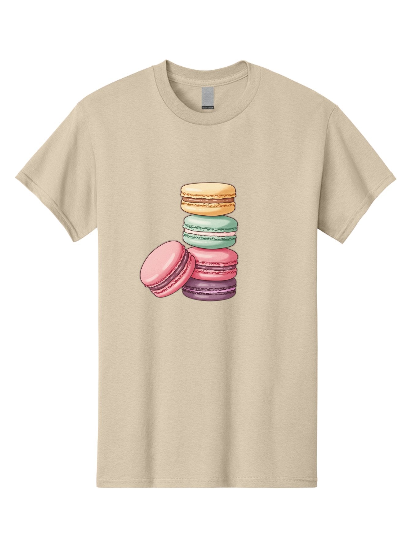 Macarons-4 Men'S Graphic Tee, 100% Cotton, Comfortable Casual Summer Wear, Machine Washable, Stack Of Colorful Macarons, Pastel Colors, Sweet Treats, Dessert, Baked Goods, French Patisserie, Macaron Stack, French Dessert, Colorful Sweets, Baa948 7