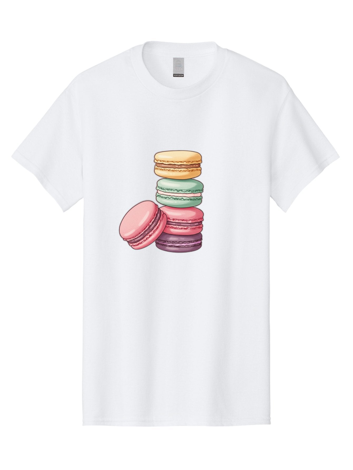 Macarons-4 Men'S Graphic Tee, 100% Cotton, Comfortable Casual Summer Wear, Machine Washable, Stack Of Colorful Macarons, Pastel Colors, Sweet Treats, Dessert, Baked Goods, French Patisserie, Macaron Stack, French Dessert, Colorful Sweets, Baa948 15
