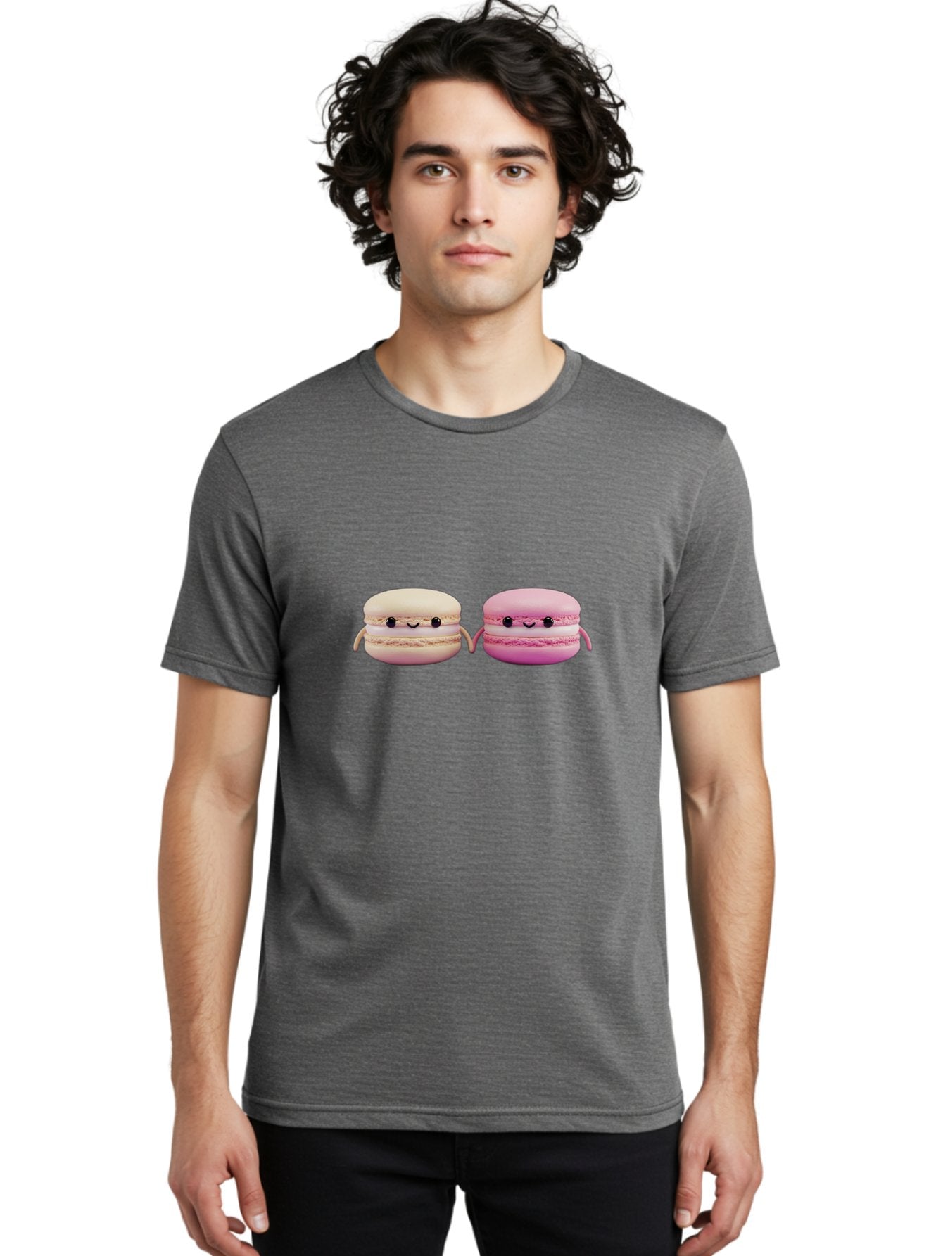Macarons-5 Men'S Graphic Tee, 100% Cotton, Comfortable Casual Summer Wear, Machine Washable, Cute Macaron Characters, Pastel Colors, Soft Toys, Adorable Faces, Whimsical Design, Sweet Treats, Plush Friends, Kawaii Baa949 19