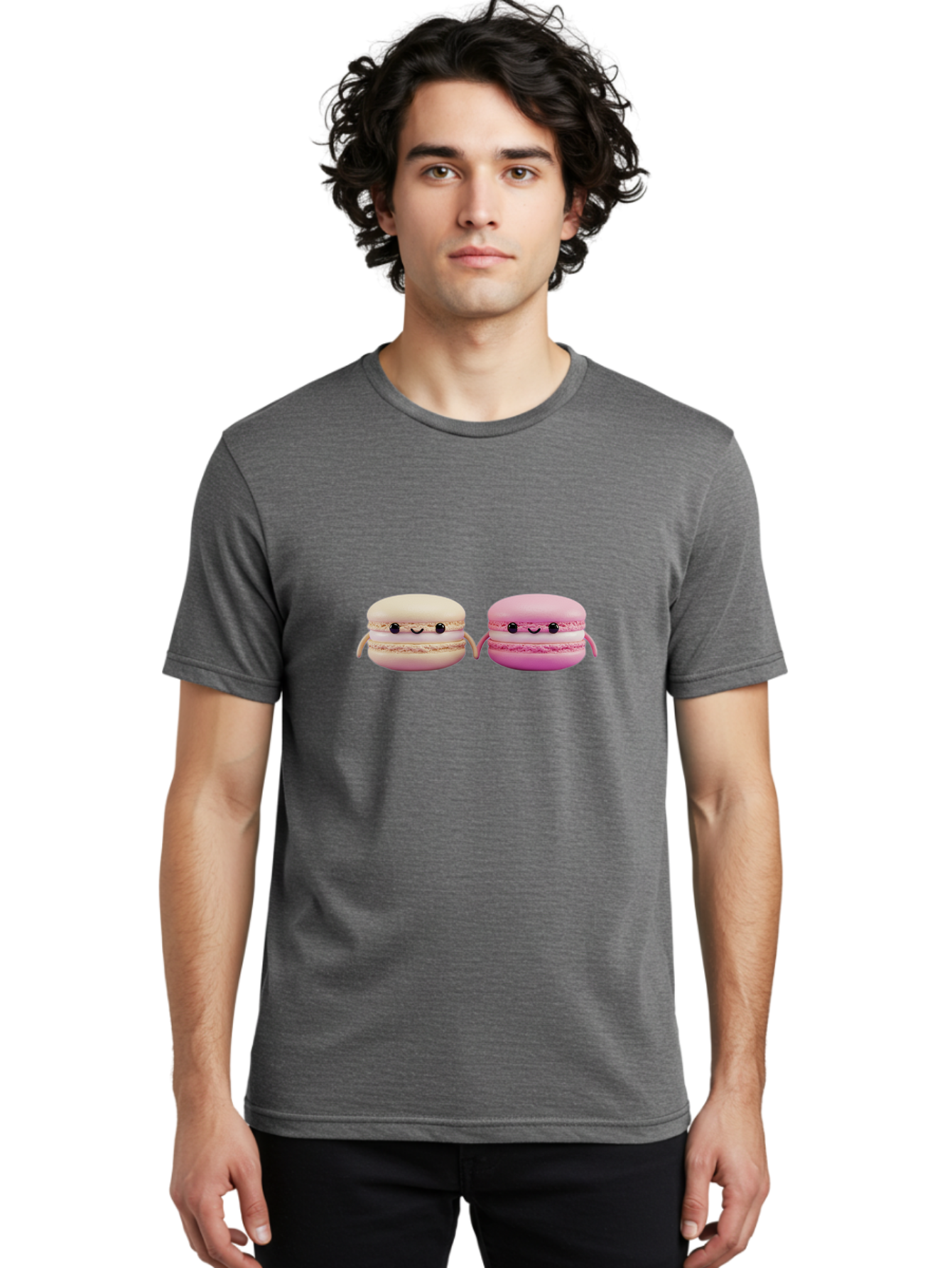 Macarons-5 Men'S Graphic Tee, 100% Cotton, Comfortable Casual Summer Wear, Machine Washable, Cute Macaron Characters, Pastel Colors, Soft Toys, Adorable Faces, Whimsical Design, Sweet Treats, Plush Friends, Kawaii Baa949 22