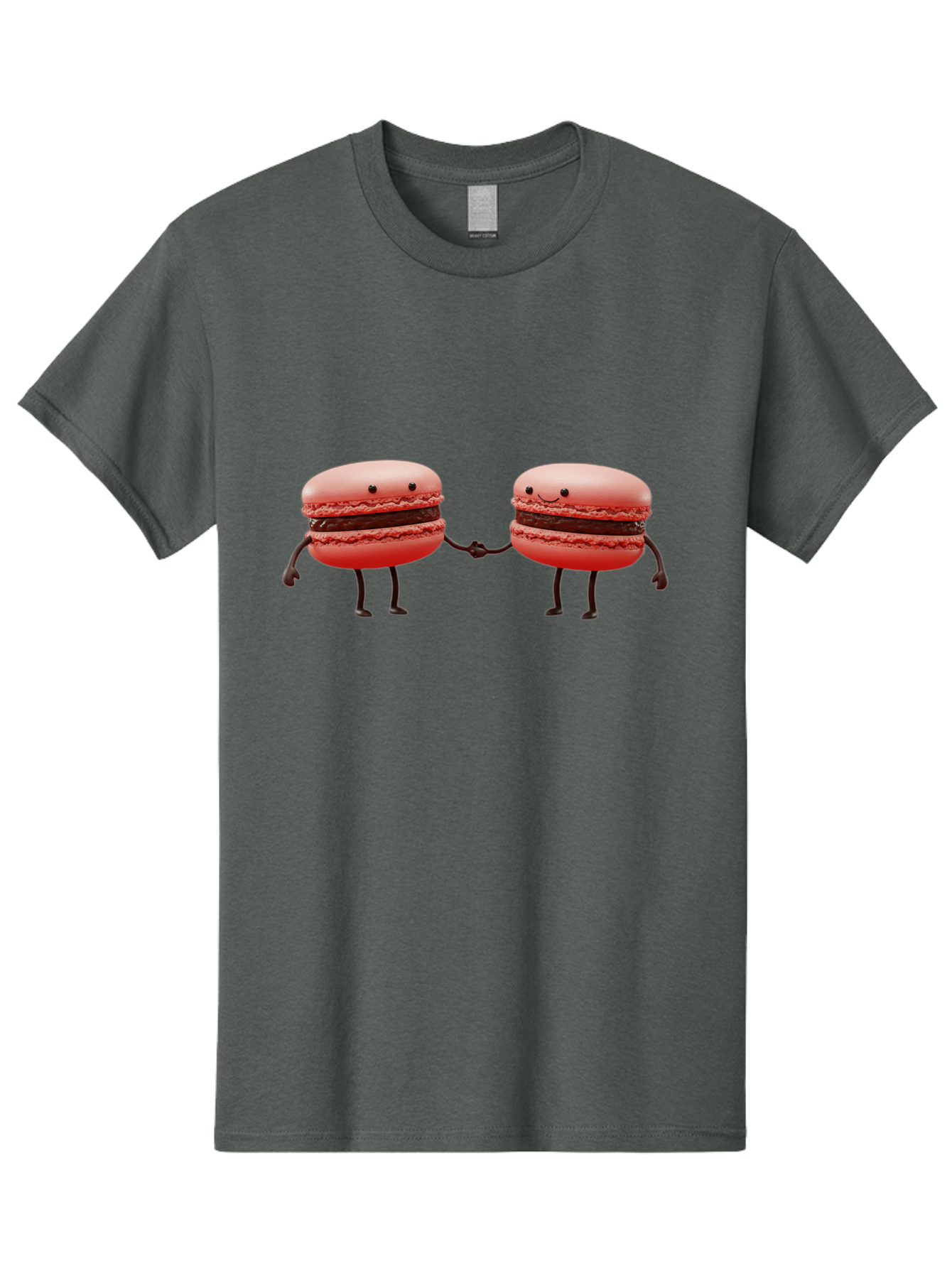 Macarons-6 Men'S Graphic Tee, 100% Cotton, Comfortable Casual Summer Wear, Machine Washable, Cartoon Macarons, Holding Hands, French Dessert, Sweet Treats, Adorable Characters, Whimsical Design, Playful Illustration, Pink Macarons, Baa950 17