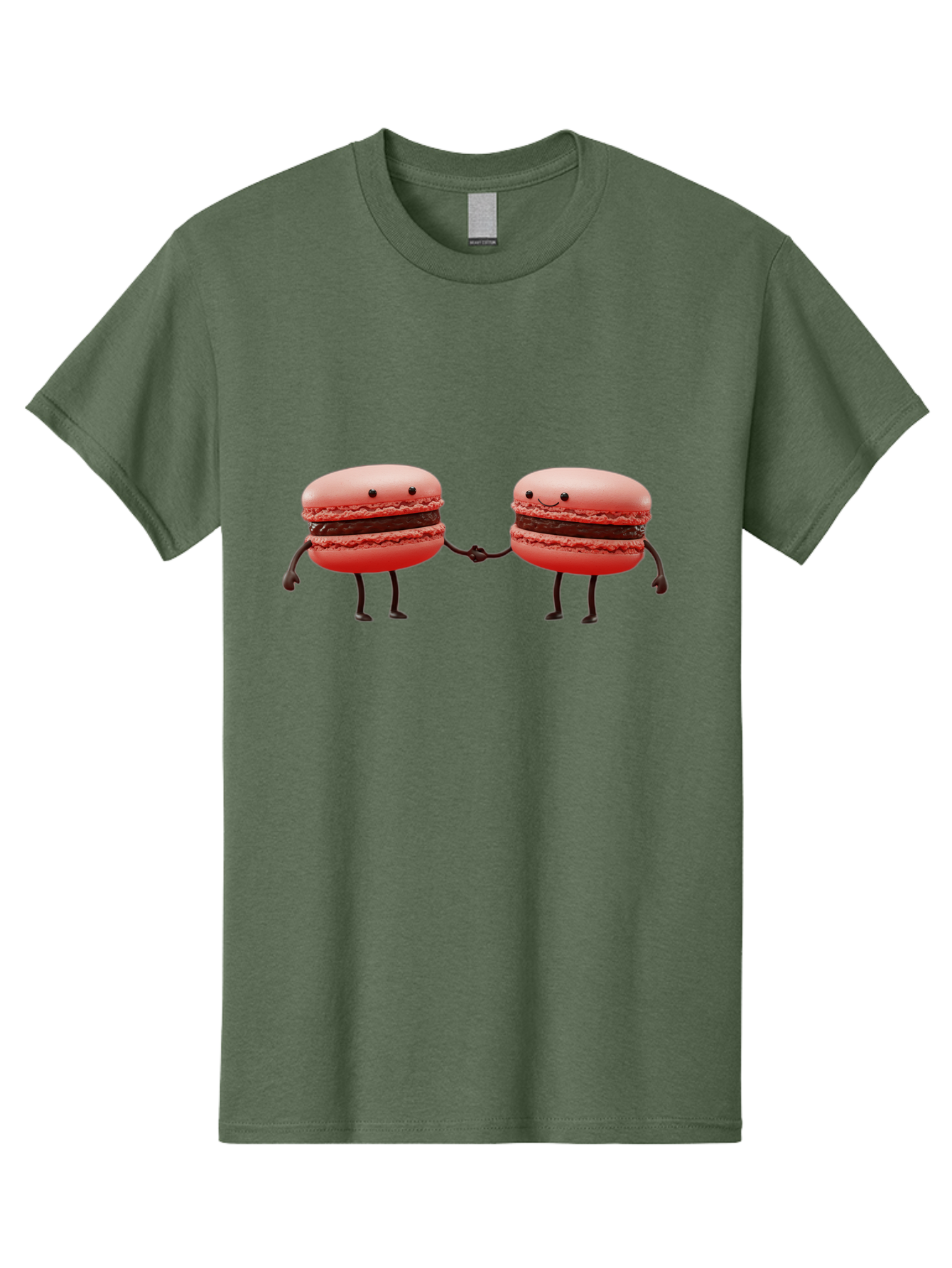 Macarons-6 Men'S Graphic Tee, 100% Cotton, Comfortable Casual Summer Wear, Machine Washable, Cartoon Macarons, Holding Hands, French Dessert, Sweet Treats, Adorable Characters, Whimsical Design, Playful Illustration, Pink Macarons, Baa950 21