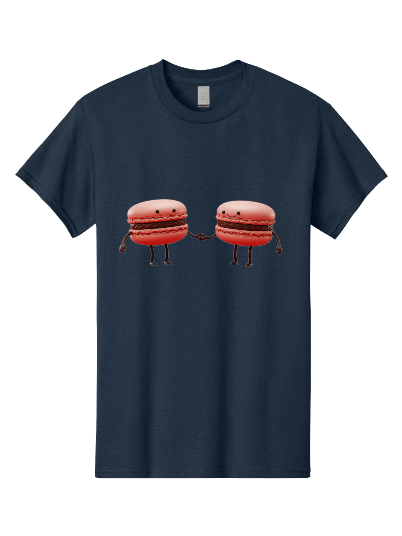 Macarons-6 Men'S Graphic Tee, 100% Cotton, Comfortable Casual Summer Wear, Machine Washable, Cartoon Macarons, Holding Hands, French Dessert, Sweet Treats, Adorable Characters, Whimsical Design, Playful Illustration, Pink Macarons, Baa950 29
