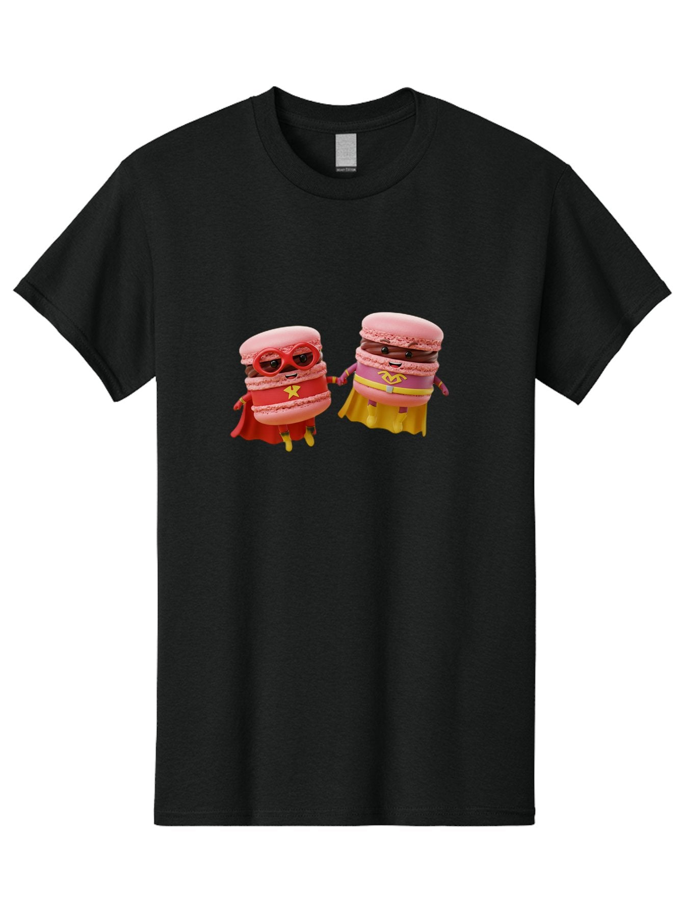 Macarons-8 Men'S Graphic Tee, 100% Cotton, Comfortable Casual Summer Wear, Machine Washable, Superhero Macarons, Macaron Characters, Pink Macarons, Superhero Costumes, Whimsical Desserts, Fantasy Food, Colorful Treats, Macaron Superheroes, Baa952 14