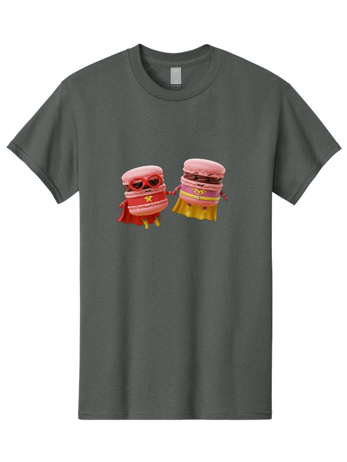 Macarons-8 Men'S Graphic Tee, 100% Cotton, Comfortable Casual Summer Wear, Machine Washable, Superhero Macarons, Macaron Characters, Pink Macarons, Superhero Costumes, Whimsical Desserts, Fantasy Food, Colorful Treats, Macaron Superheroes, Baa952 13