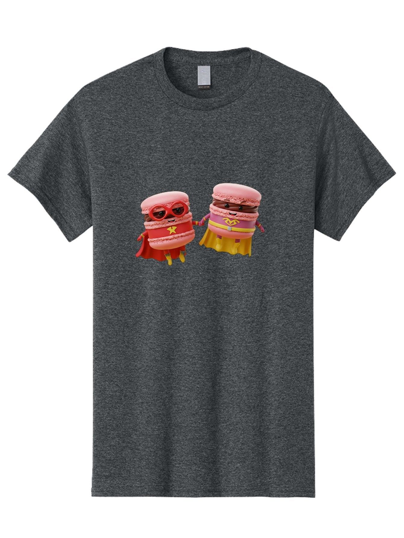 Macarons-8 Men'S Graphic Tee, 100% Cotton, Comfortable Casual Summer Wear, Machine Washable, Superhero Macarons, Macaron Characters, Pink Macarons, Superhero Costumes, Whimsical Desserts, Fantasy Food, Colorful Treats, Macaron Superheroes, Baa952