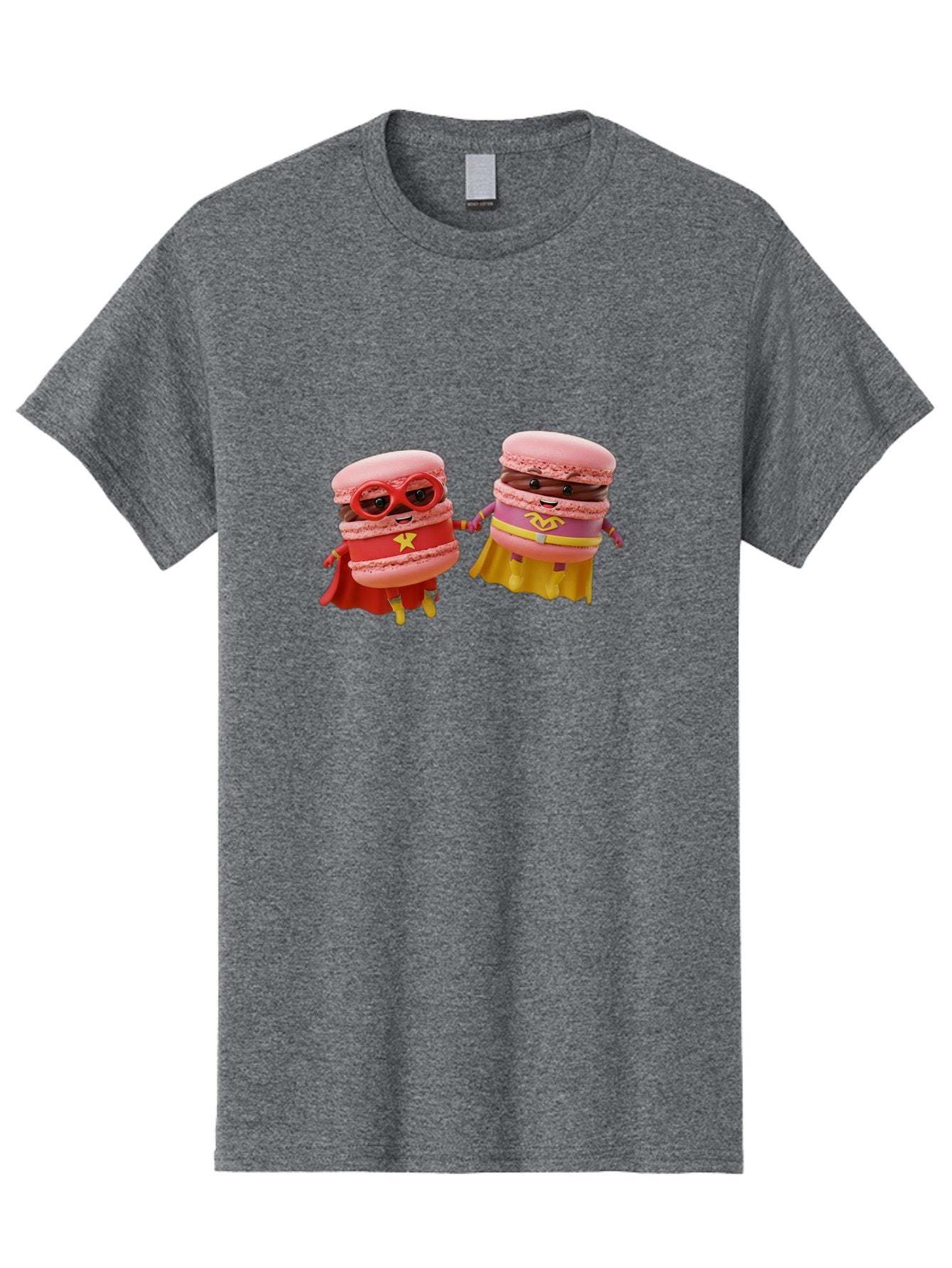 Macarons-8 Men'S Graphic Tee, 100% Cotton, Comfortable Casual Summer Wear, Machine Washable, Superhero Macarons, Macaron Characters, Pink Macarons, Superhero Costumes, Whimsical Desserts, Fantasy Food, Colorful Treats, Macaron Superheroes, Baa952 8